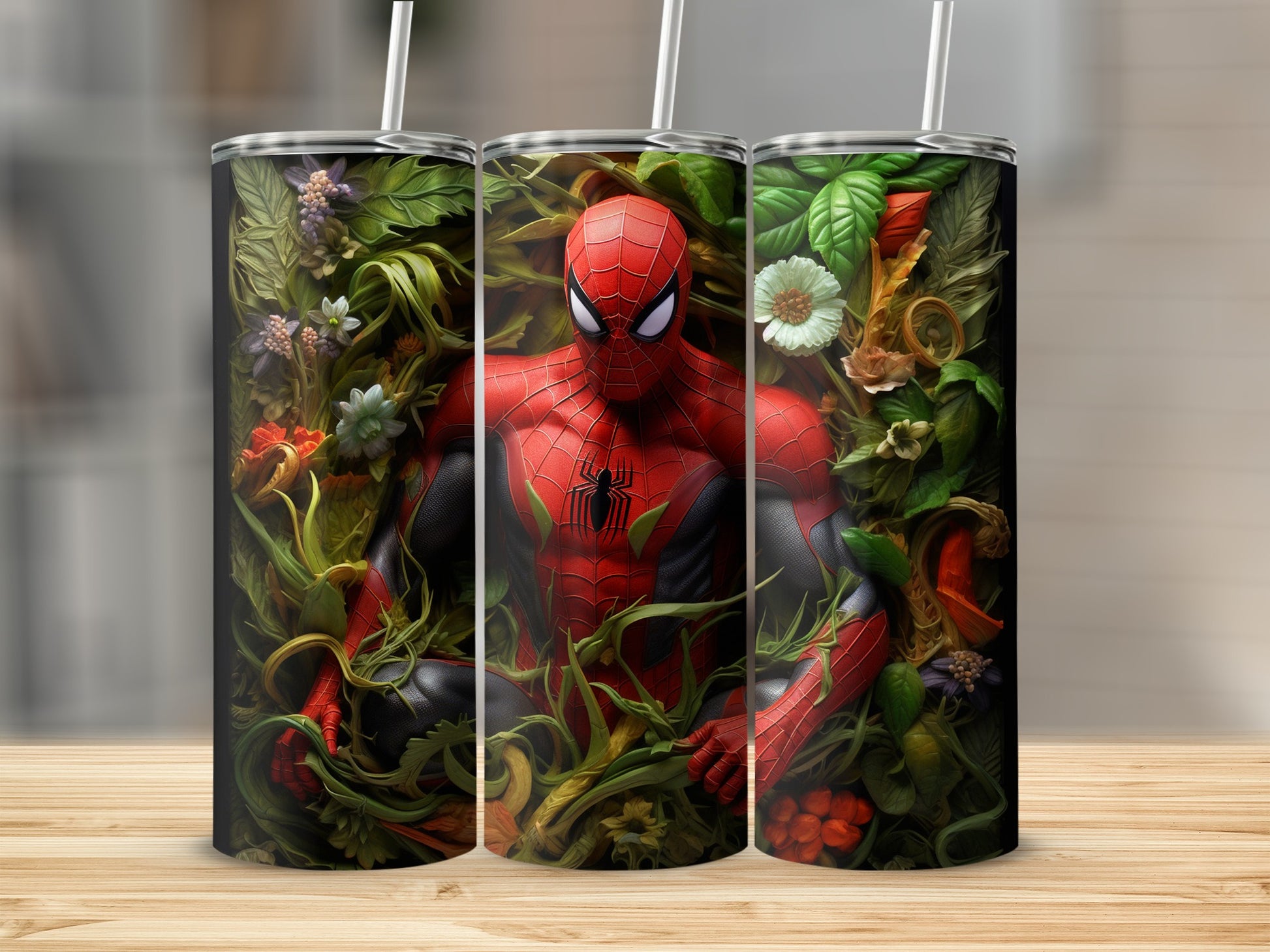 Spider Hero in Floral Jungle Graphic Tumbler Product