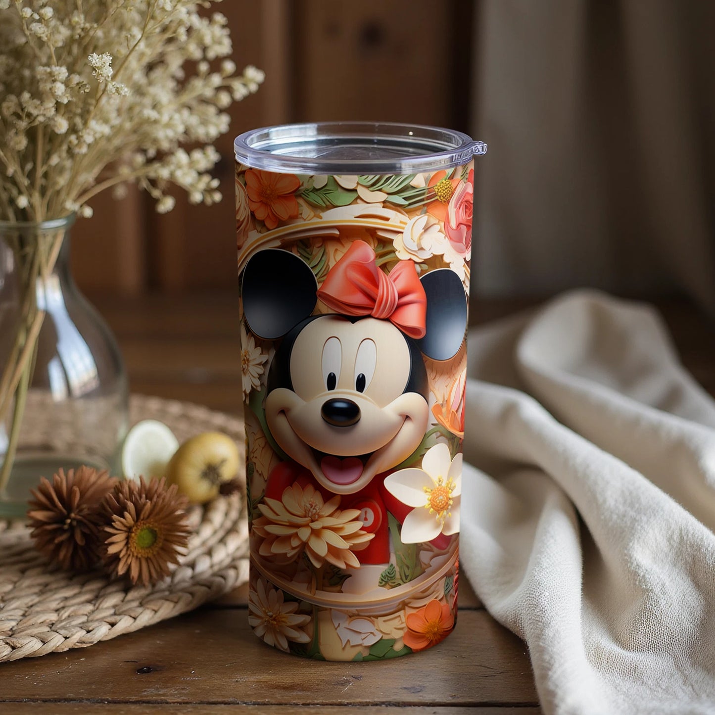 Minnie Mouse Floral Design Insulated Tumbler
