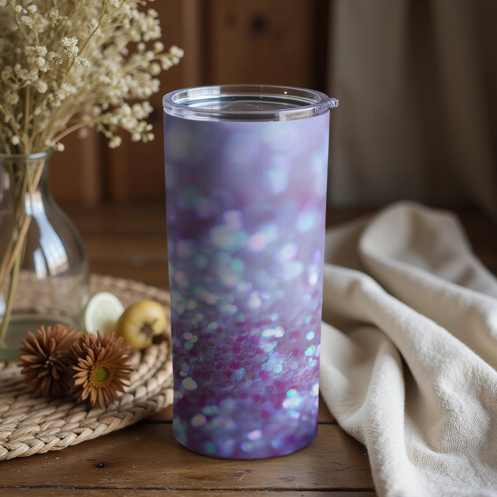 Sparkling Purple Glitter Design Tumbler Product