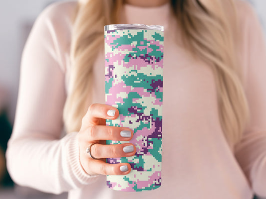 Colorful Digital Camo Pattern Insulated Tumbler