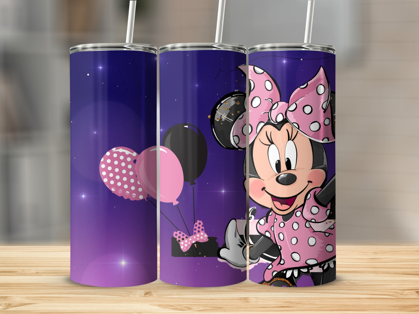 Minnie Mouse Tumbler with Balloons Design
