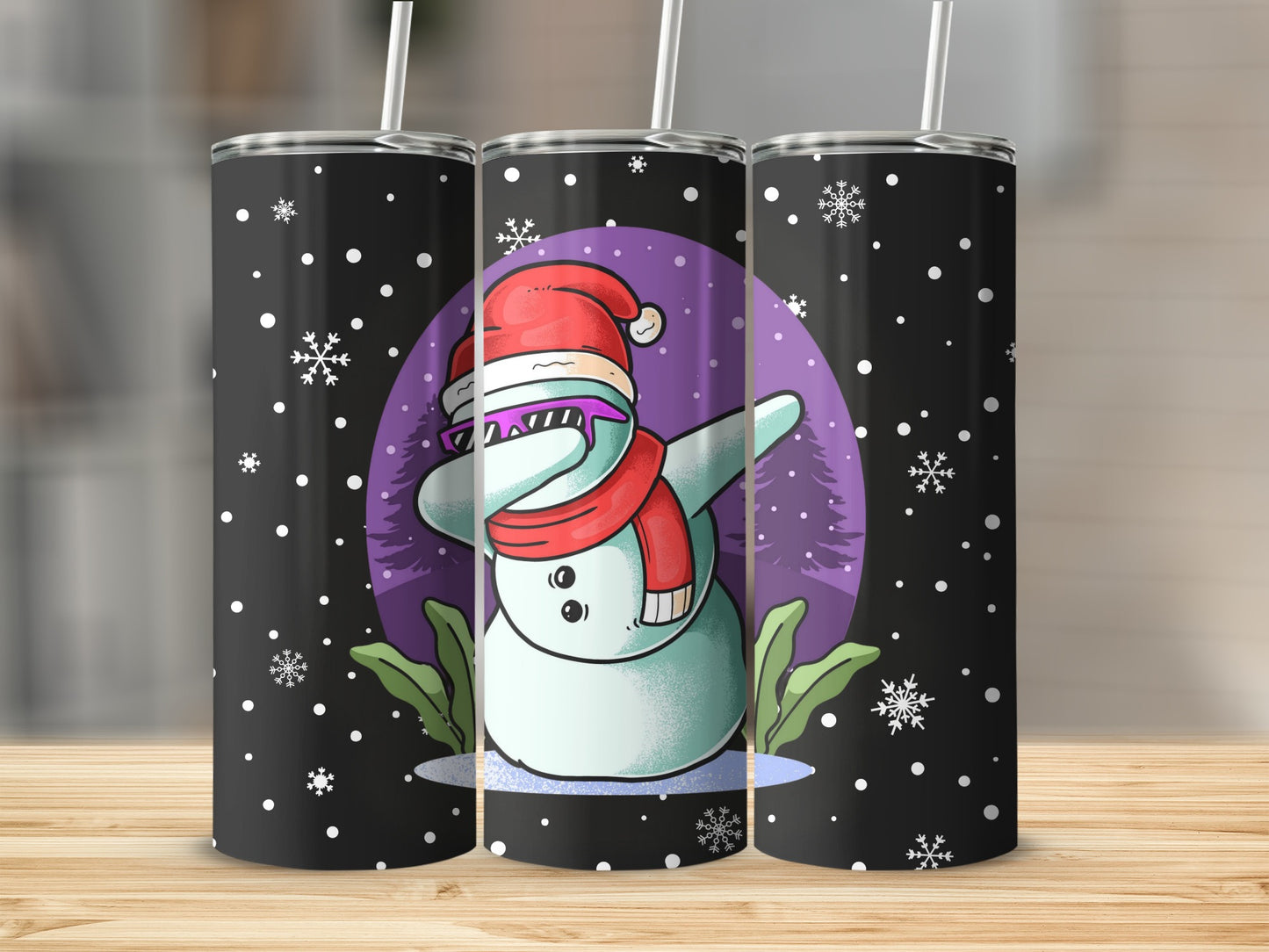Cute Dabbing Snowman with Santa Hat Tumbler Product