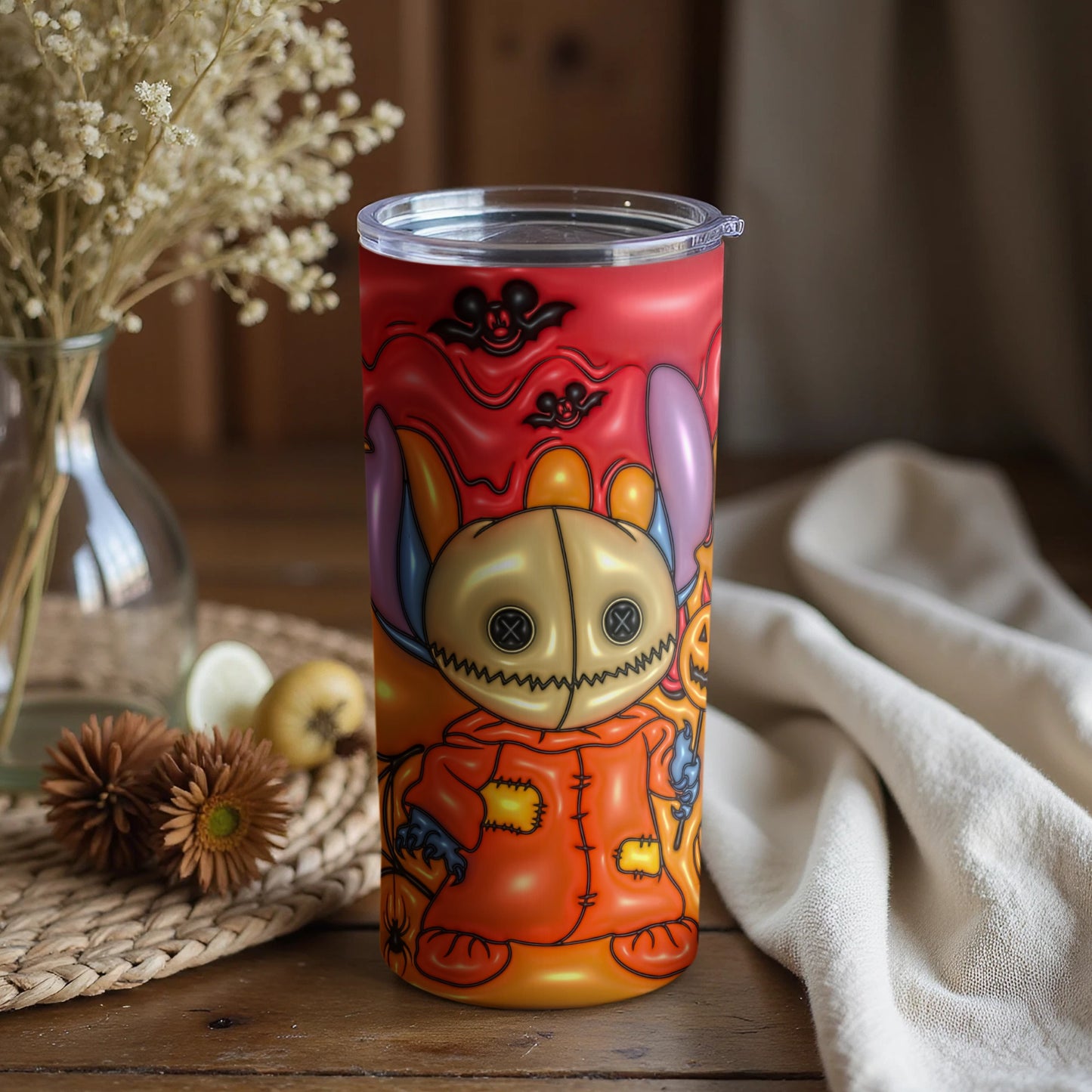 Unique Monster Art on Tall Drinkware with Lid