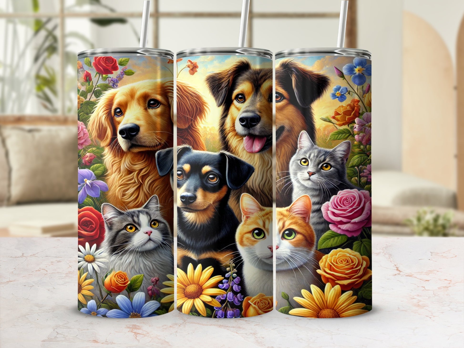 Colorful Pet Themed Decorative Tumbler Set
