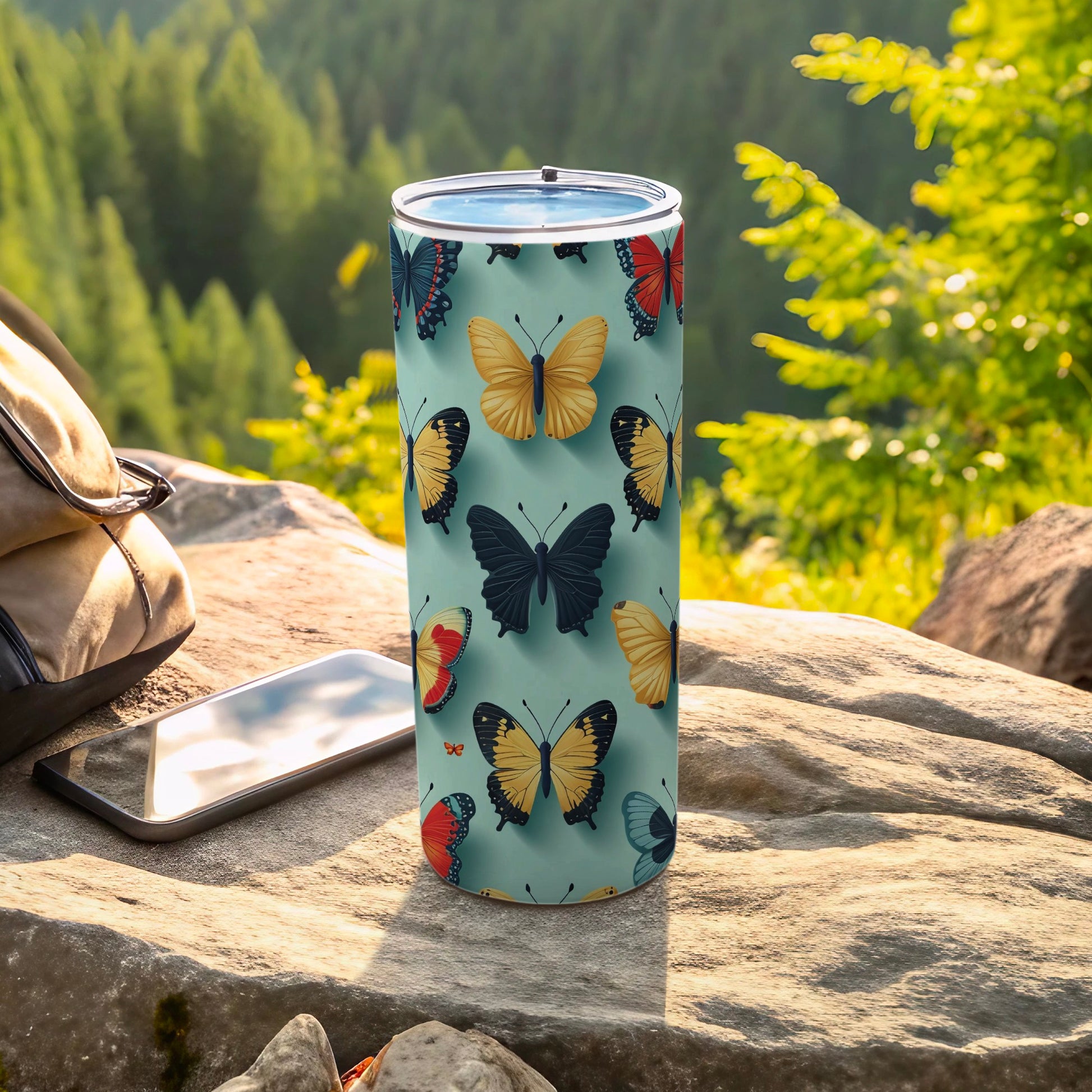 Colorful Butterfly Pattern Travel Beverage Tumbler product type