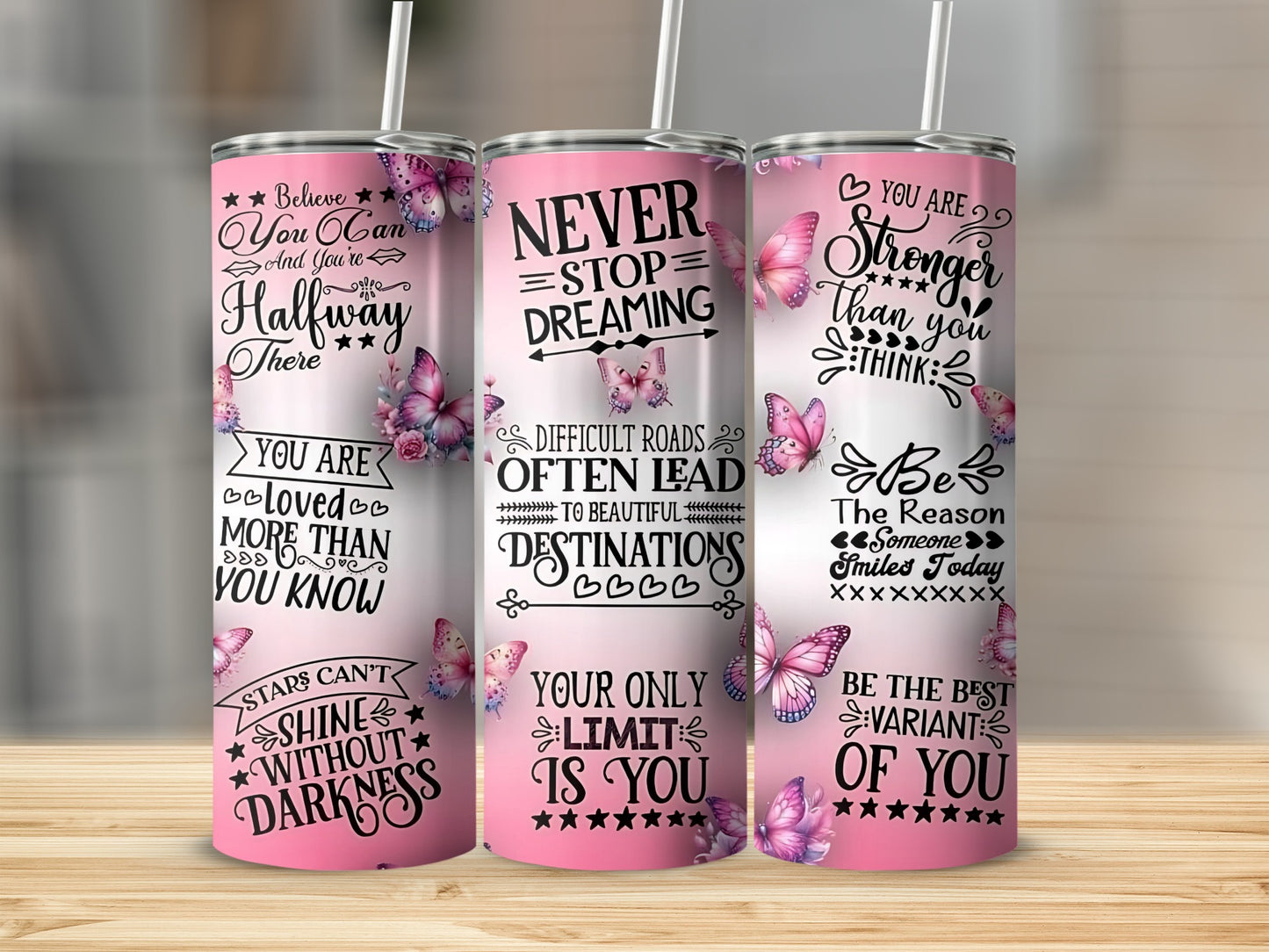Inspirational Butterfly Quotes Tumbler for Motivation