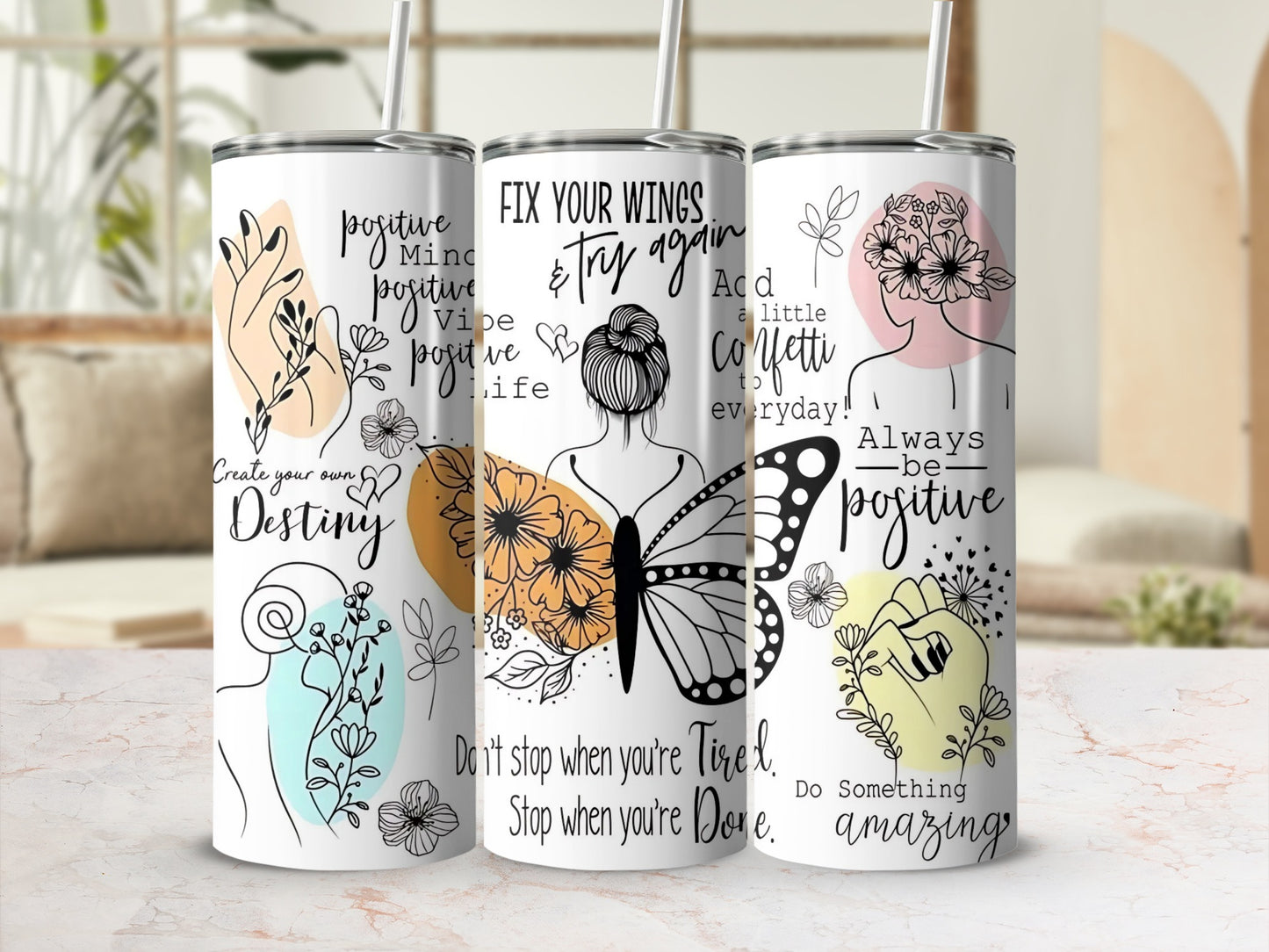 Positive Affirmations and Motivational Quotes Tumbler