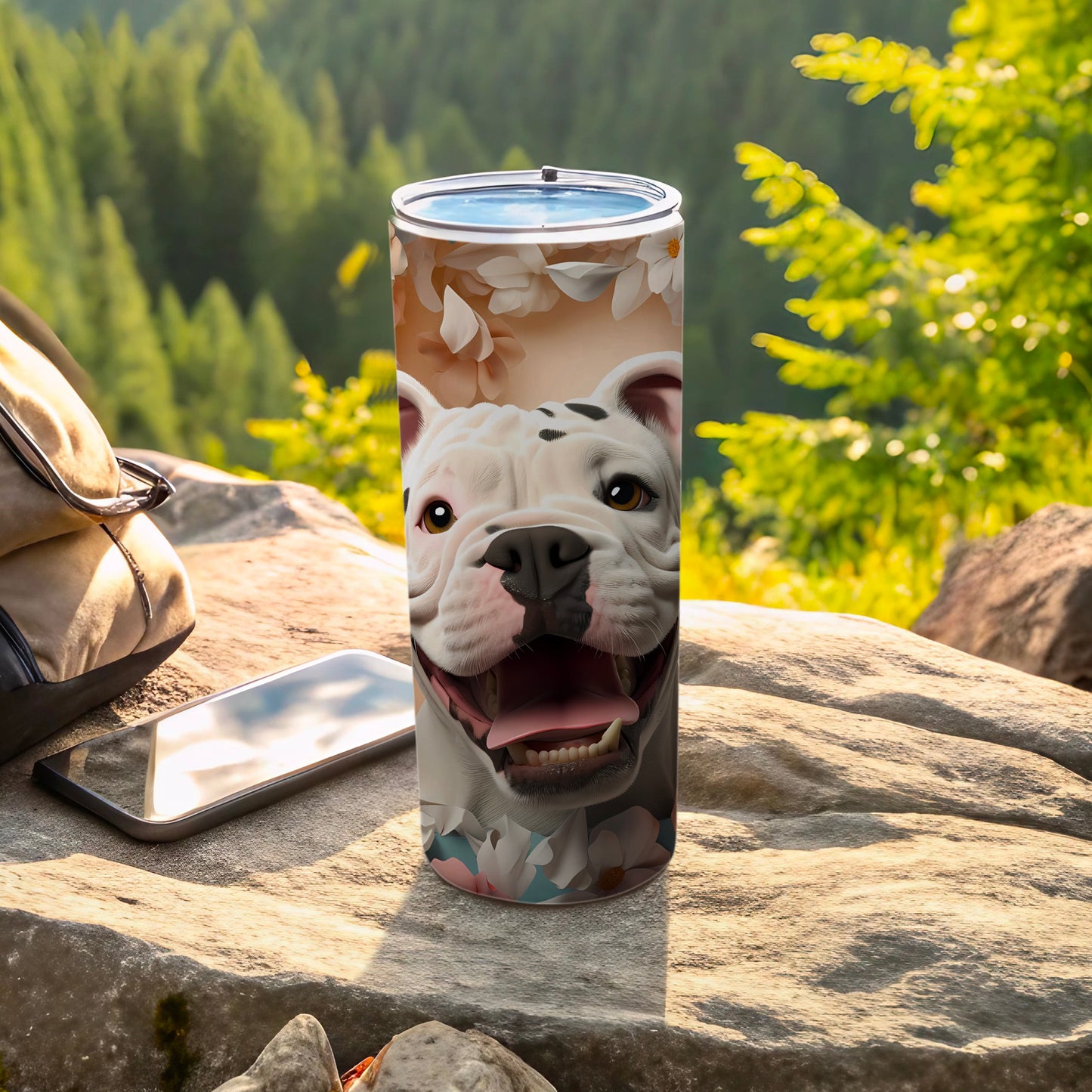 Smiling White Bulldog Flowers Pattern Tumbler product type
Tumbler
Dog
Bulldog
White dog
Smiling dog
Happy dog
Pet lover gift
Dog art
Floral design
Flower pattern
Drinkware
Hydration
Travel cup
Outdoor accessory
Nature theme
Animal print
Cute dog
Unique tumbler
Gift idea
Beverage holder