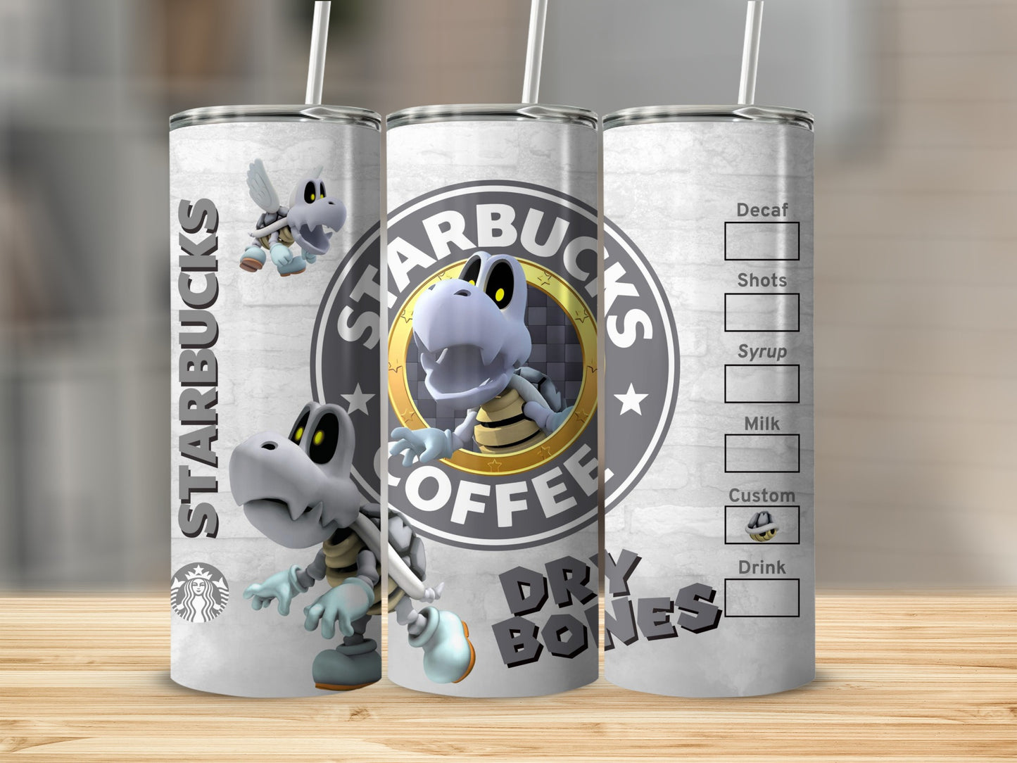 Custom Starbucks Dry Bones Coffee Tumbler Cup 20oz