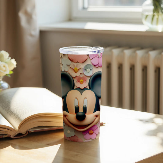 Cute Mickey Mouse Floral Pattern Travel Mug