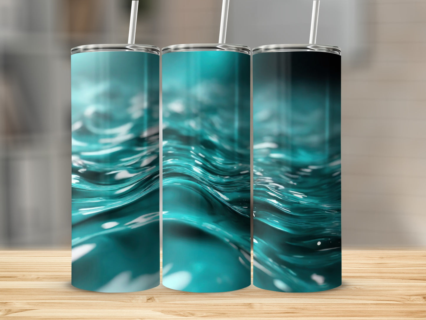 Teal Aqua Wavy Liquid Surface Tumblers Drinkware product type