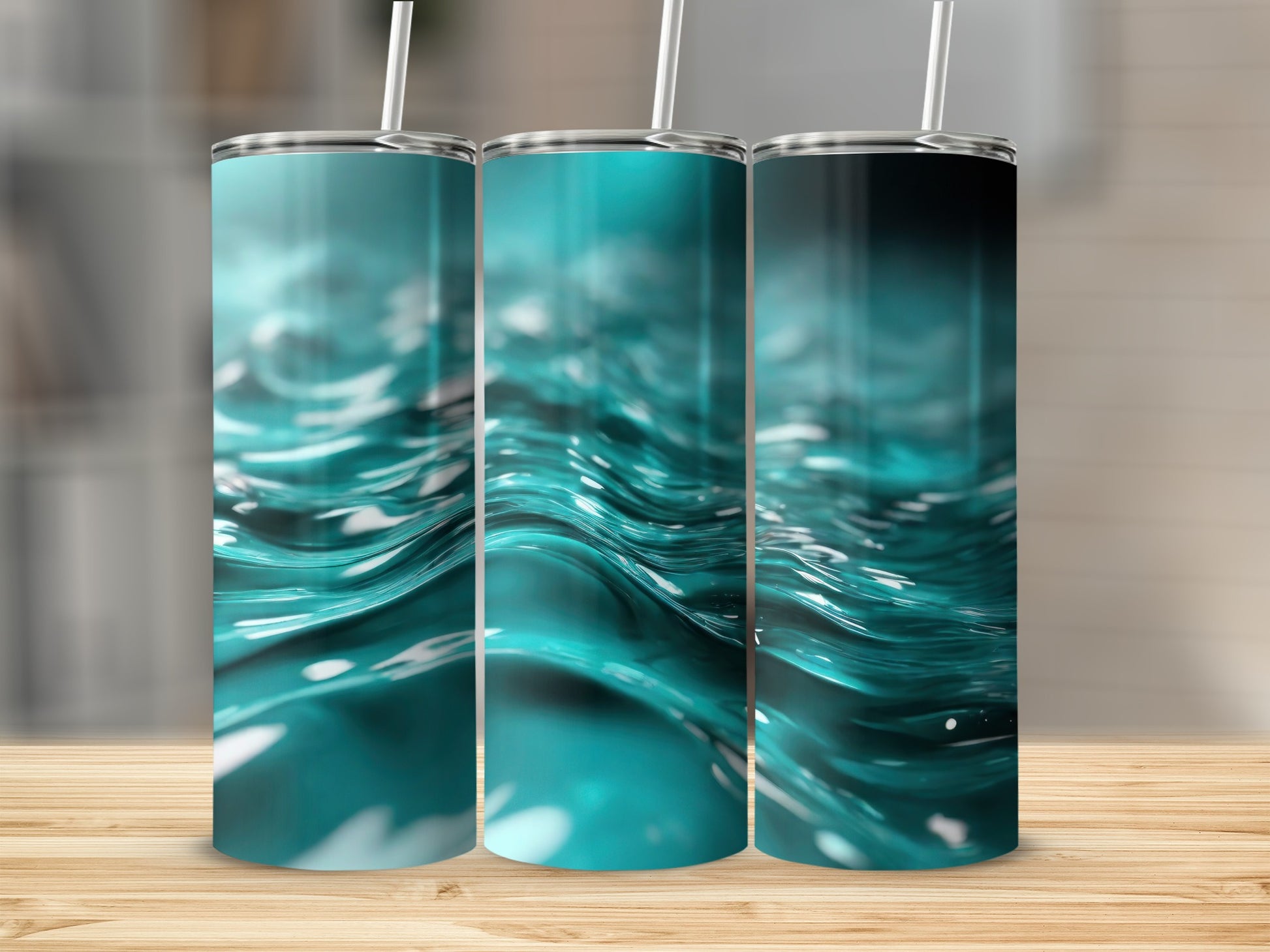 Teal Aqua Wavy Liquid Surface Tumblers Drinkware product type