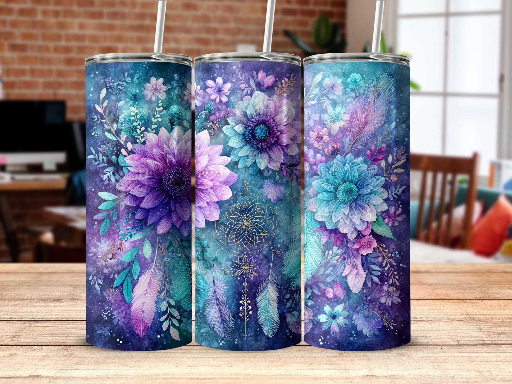 Vibrant Floral Pattern Design Insulated Tumbler