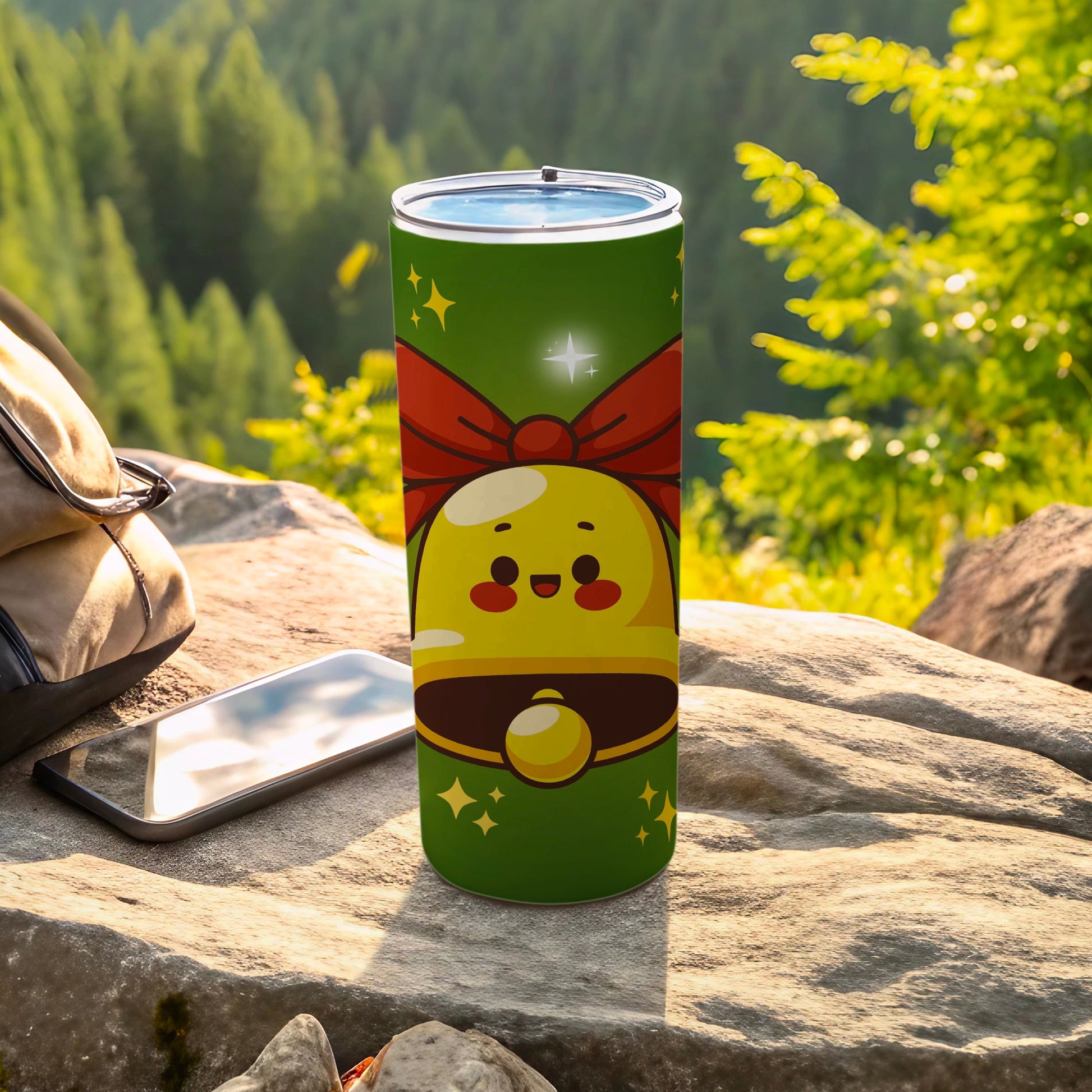 Cute Cartoon Character Tumbler with Bright Red Bow