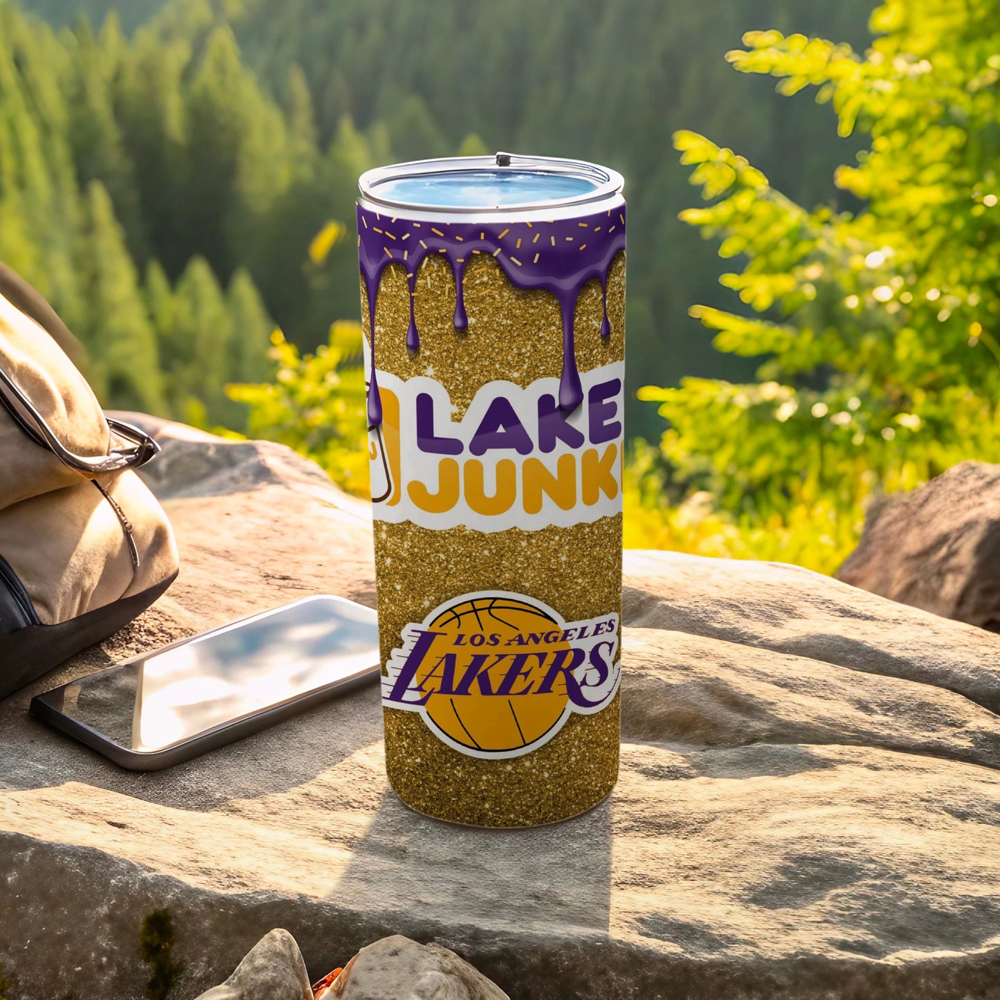 LAKE JUNK Los Angeles Lakers Glitter Tumbler