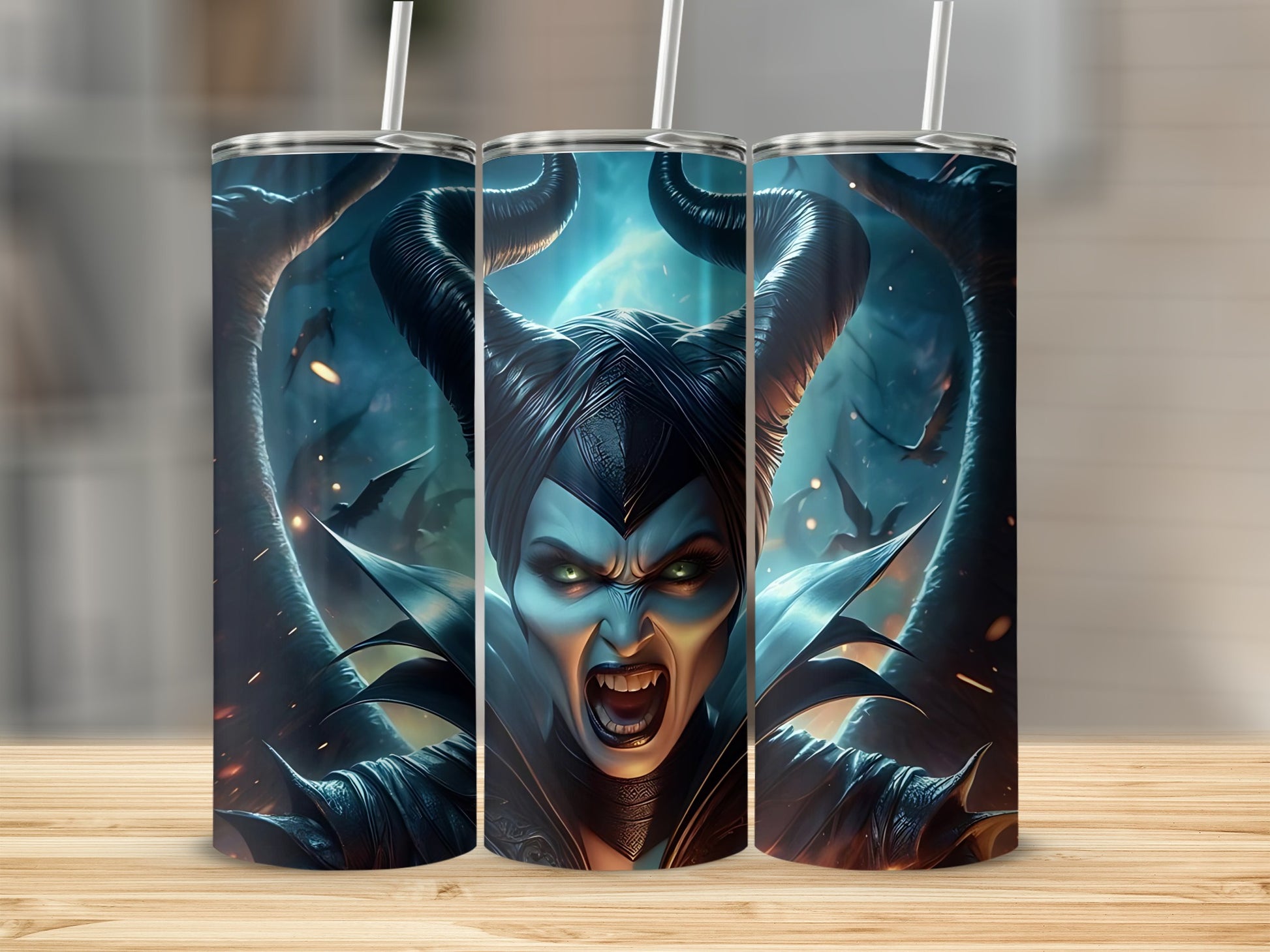 Fantasy Villain Tumbler with Mythical Creature Art