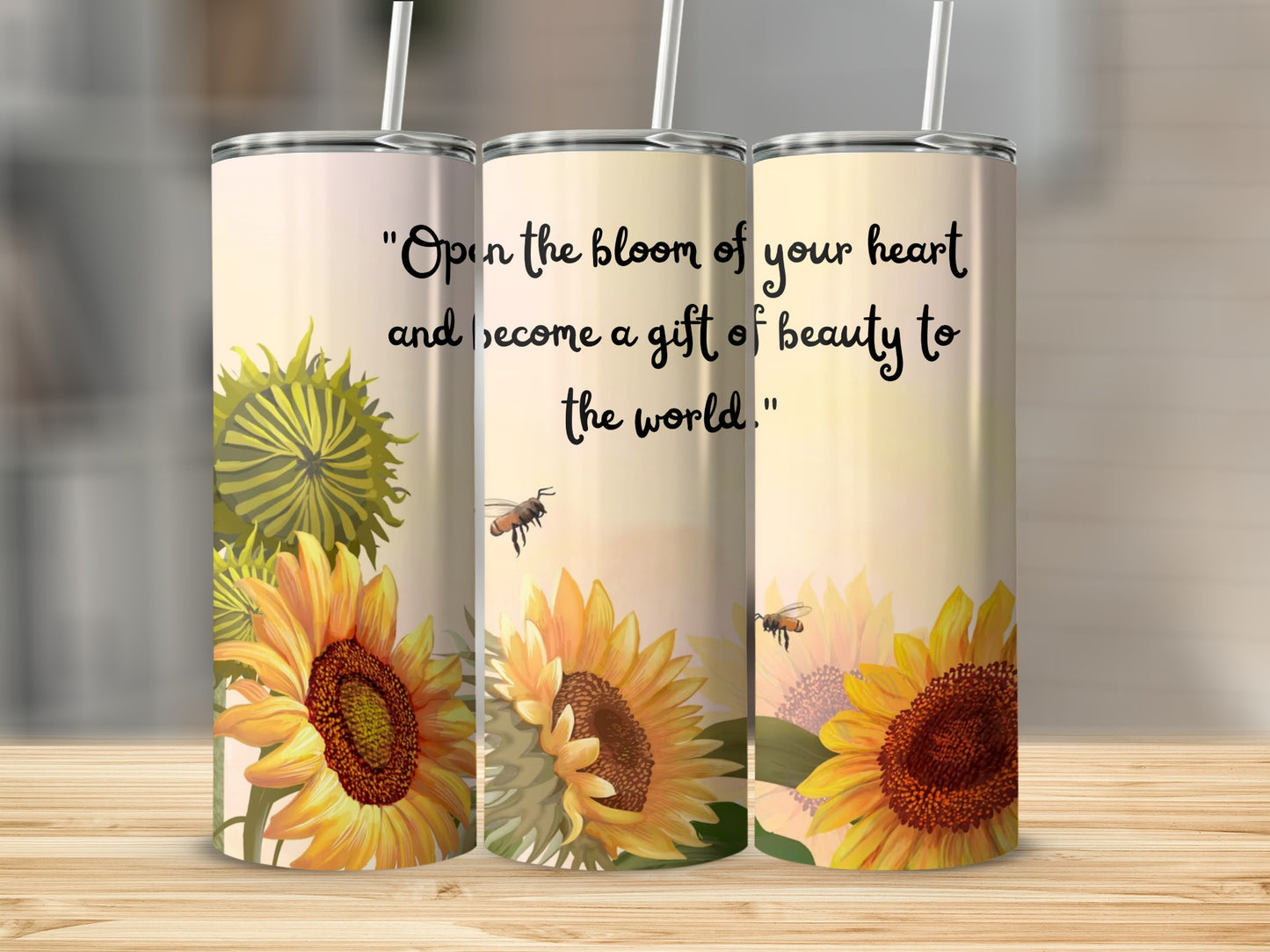 Open the bloom of your heart inspirational tumbler