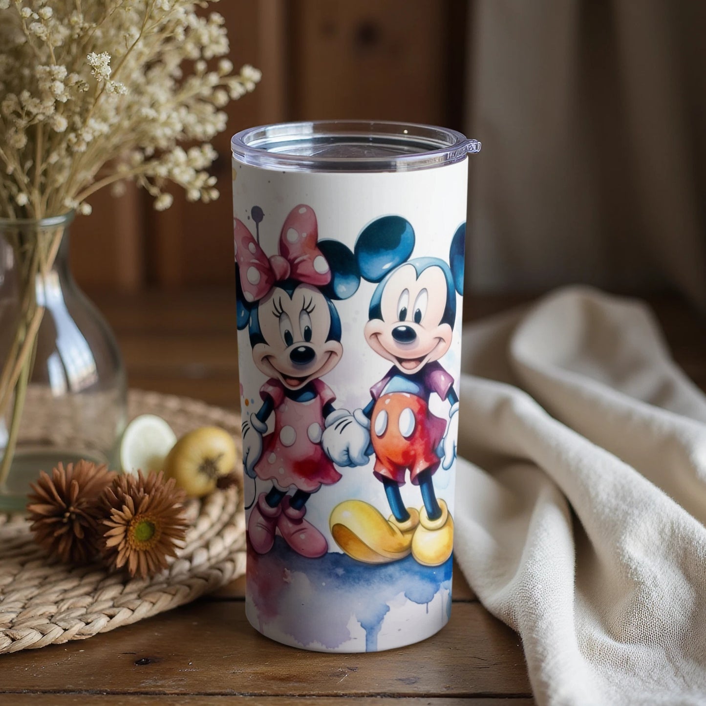 Vintage Style Mickey and Minnie Mouse Tumbler Cup