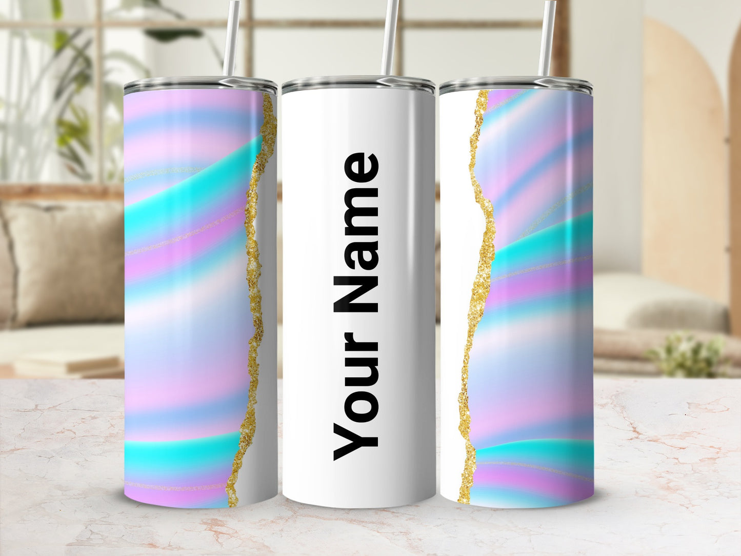 Personalized Gradient and Gold Accent Tumbler for Your Name
