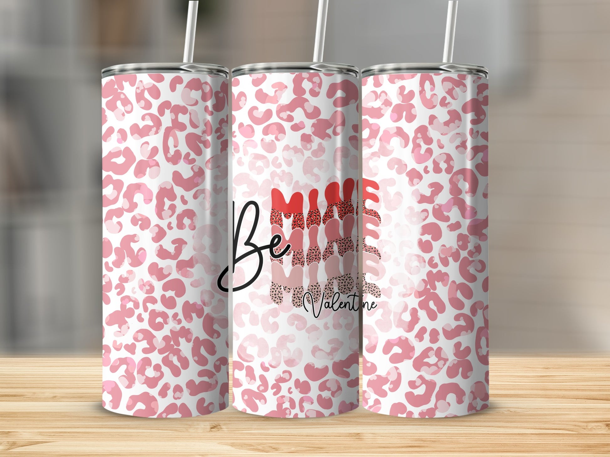Pink Leopard Print Be Mine Valentine Tumbler Cup