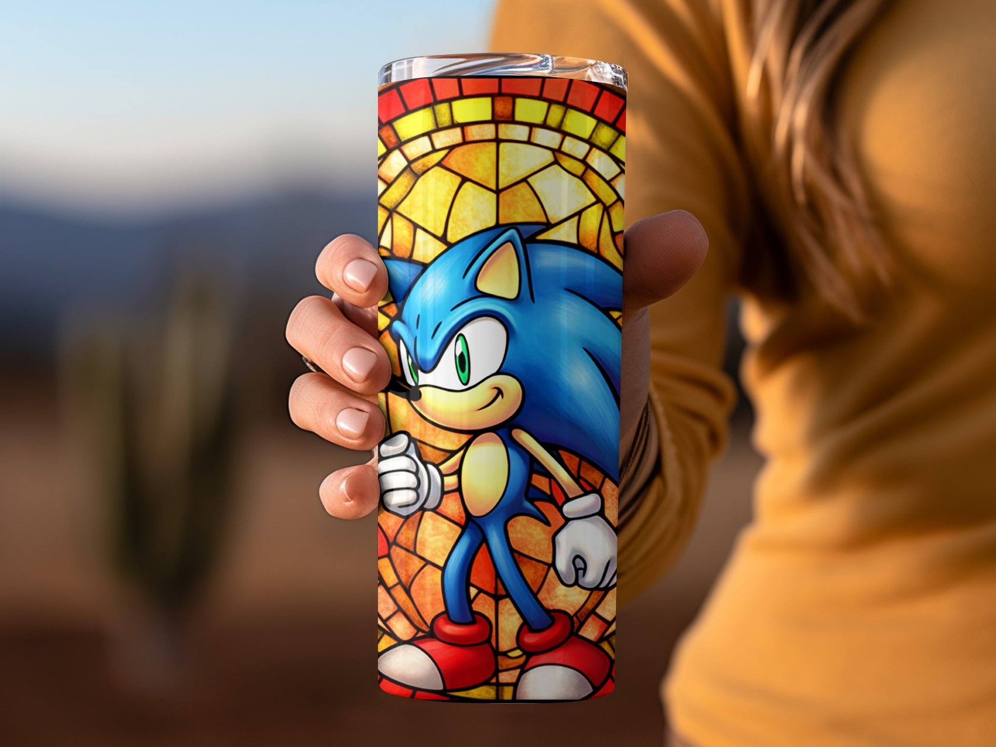 Sonic the Hedgehog Stained Glass Art Tumbler