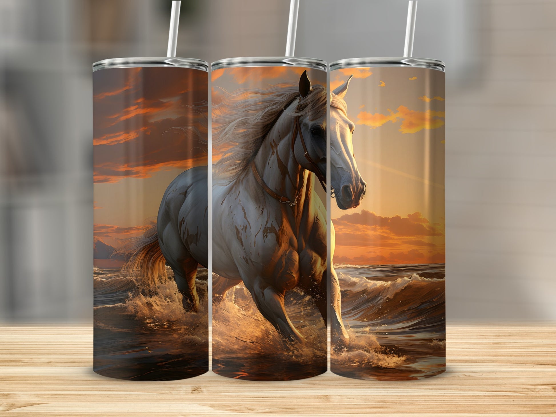 Majestic Horse at Sunset Art Tall Skinny Tumbler
