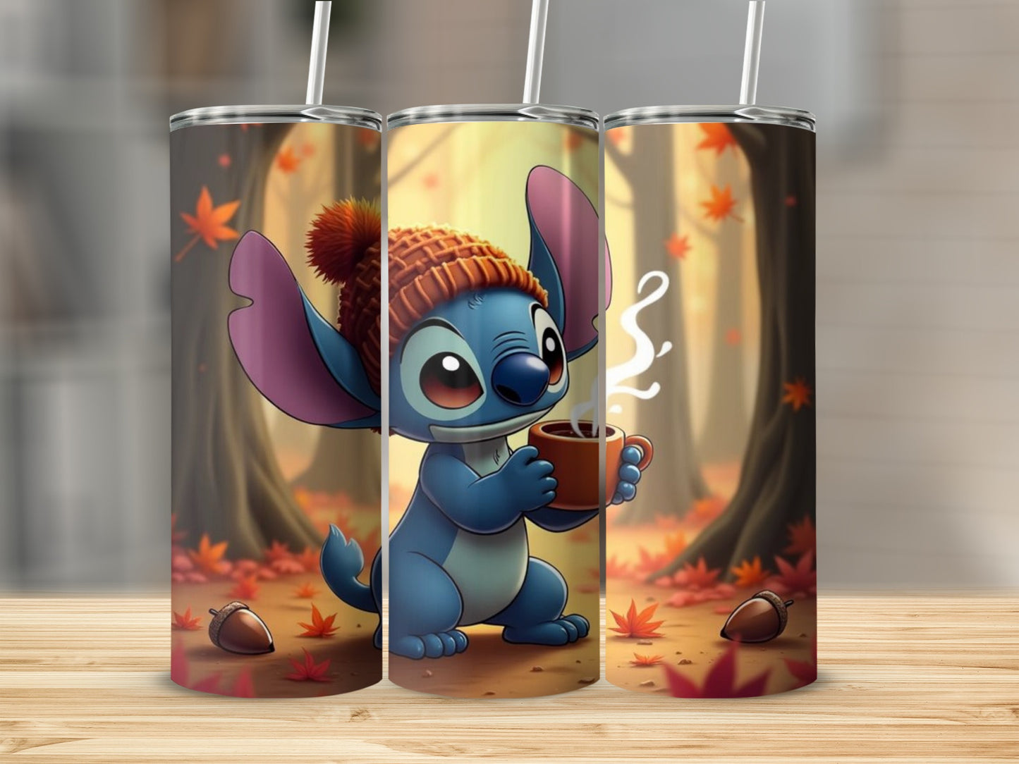 Adorable Cartoon Character Enjoying Autumn Tumbler