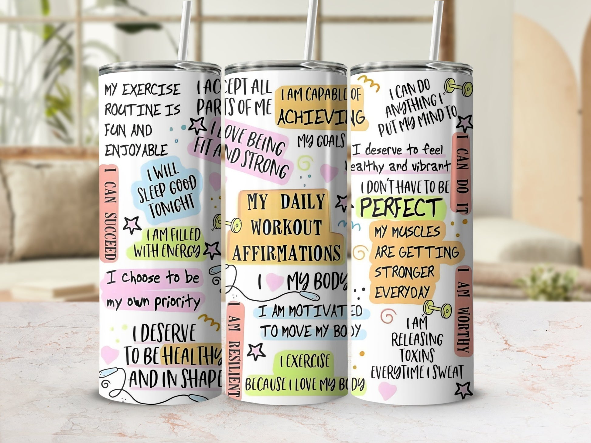 My Daily Workout Affirmations Motivational Tumbler
