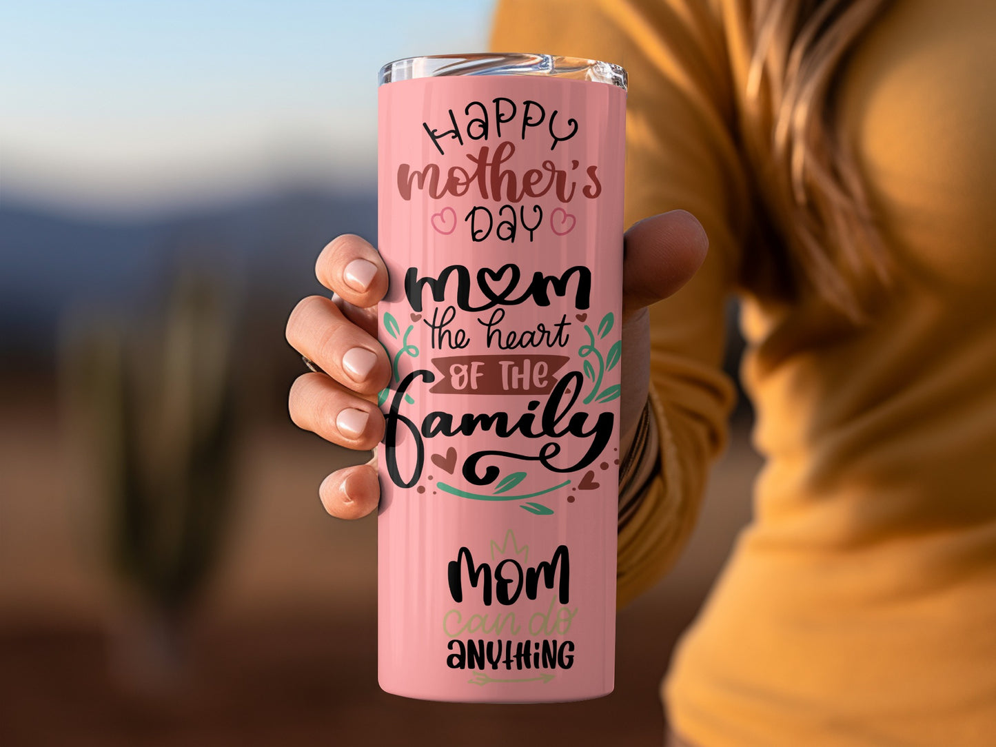 Happy Mother's Day Mom the Heart of the Family Tumbler