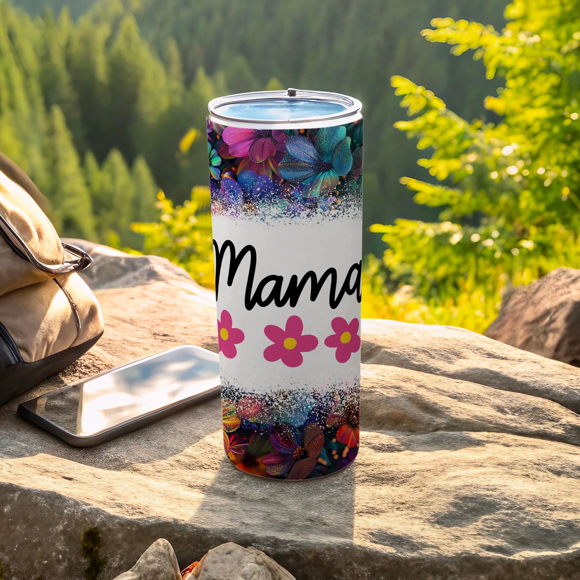 Vibrant Mama Floral Design Travel Tumbler for Moms