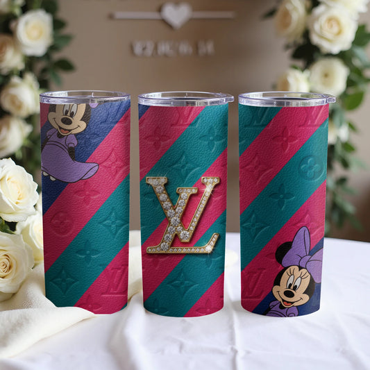 Colorful Striped Minnie Mouse and LV Tumbler