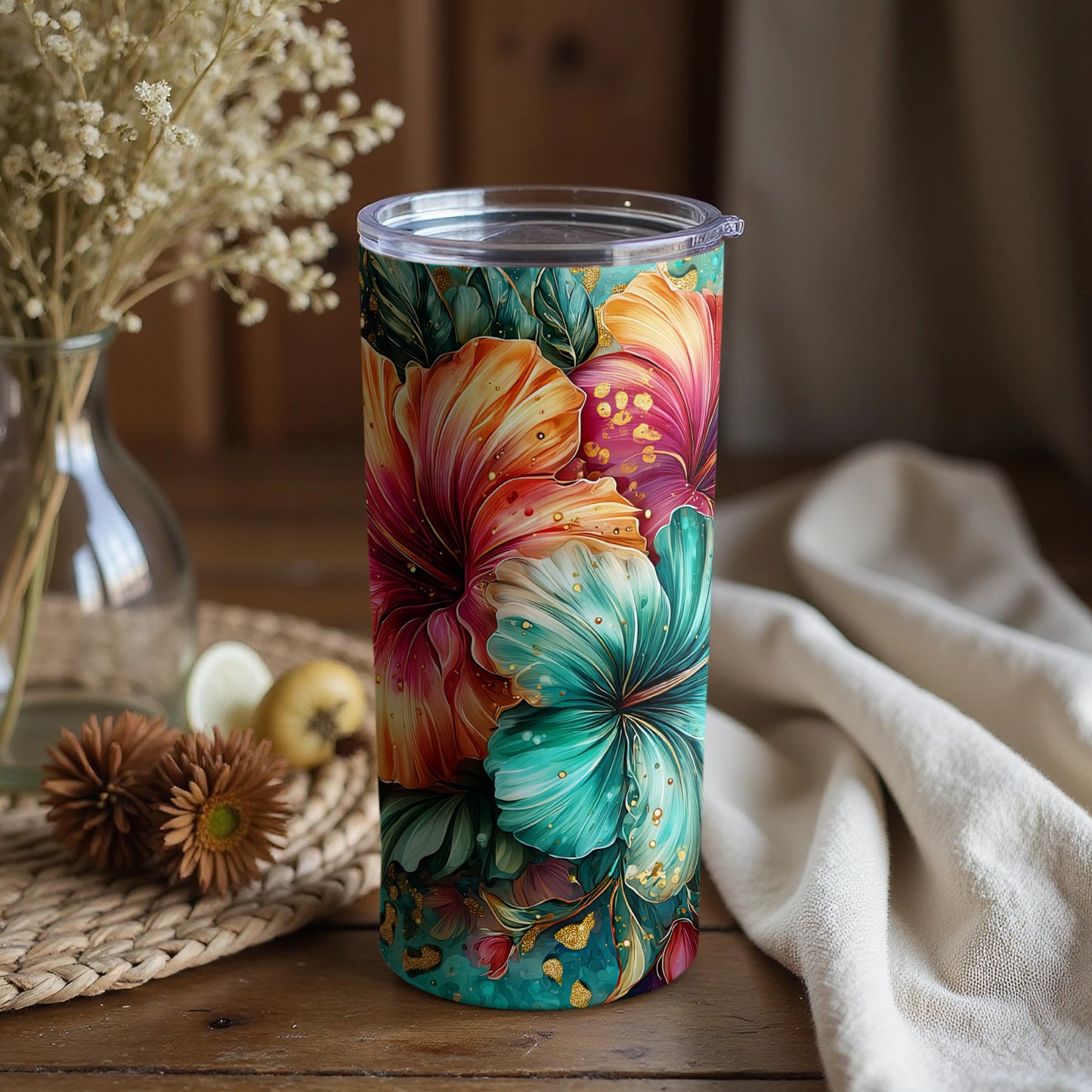 Vibrant Floral Insulated Tumbler for Your Daily Beverages