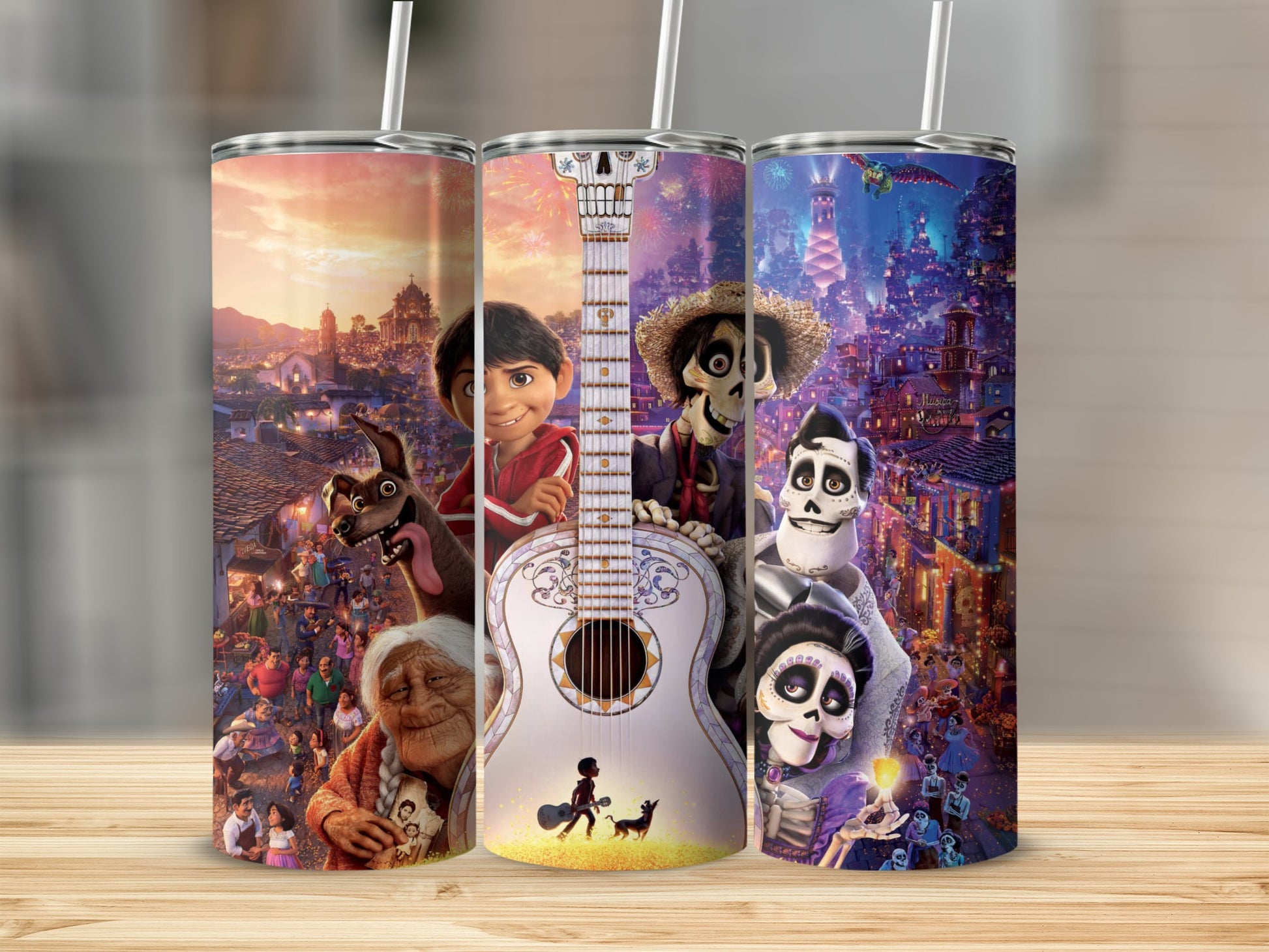 Colorful animated characters themed tumbler set