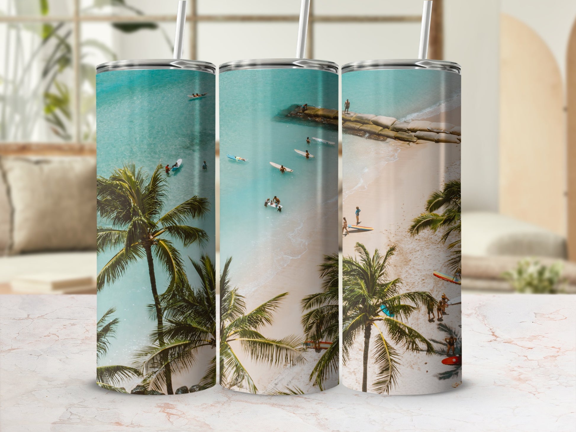Tropical Beach Scene Insulated Tumbler
