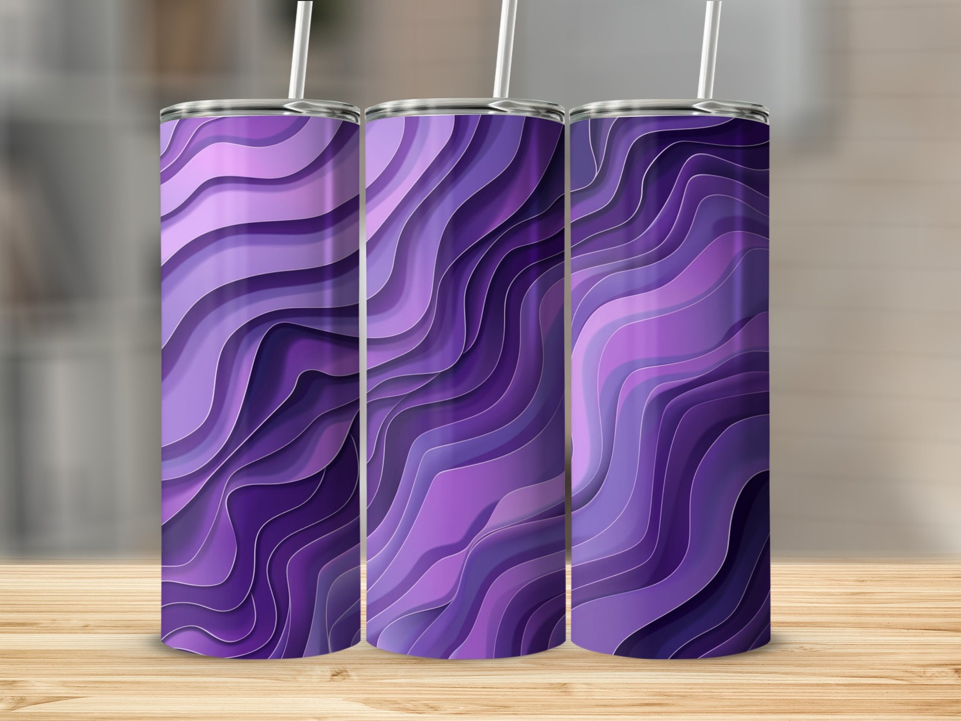 Abstract Purple Wave Pattern Design Drinkware