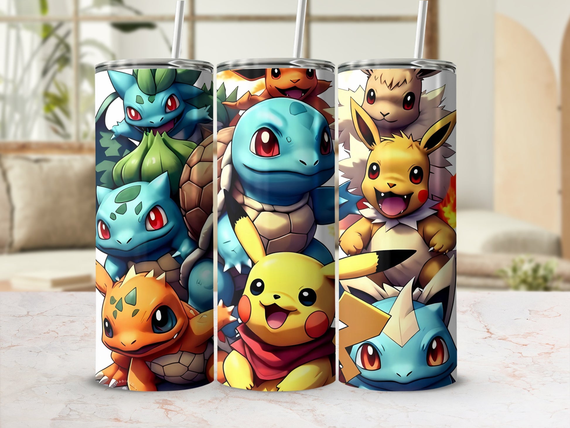 Cute Anime Character Design Tumbler Cup with Straw