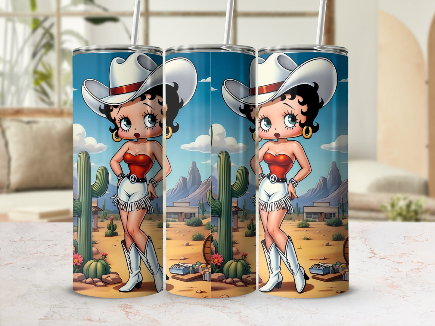 Cute Cowgirl Cartoon Design Tumbler for Stylish Drinkware