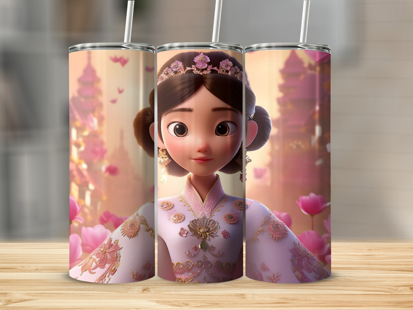 Animated Princess with Castle Design Tumbler