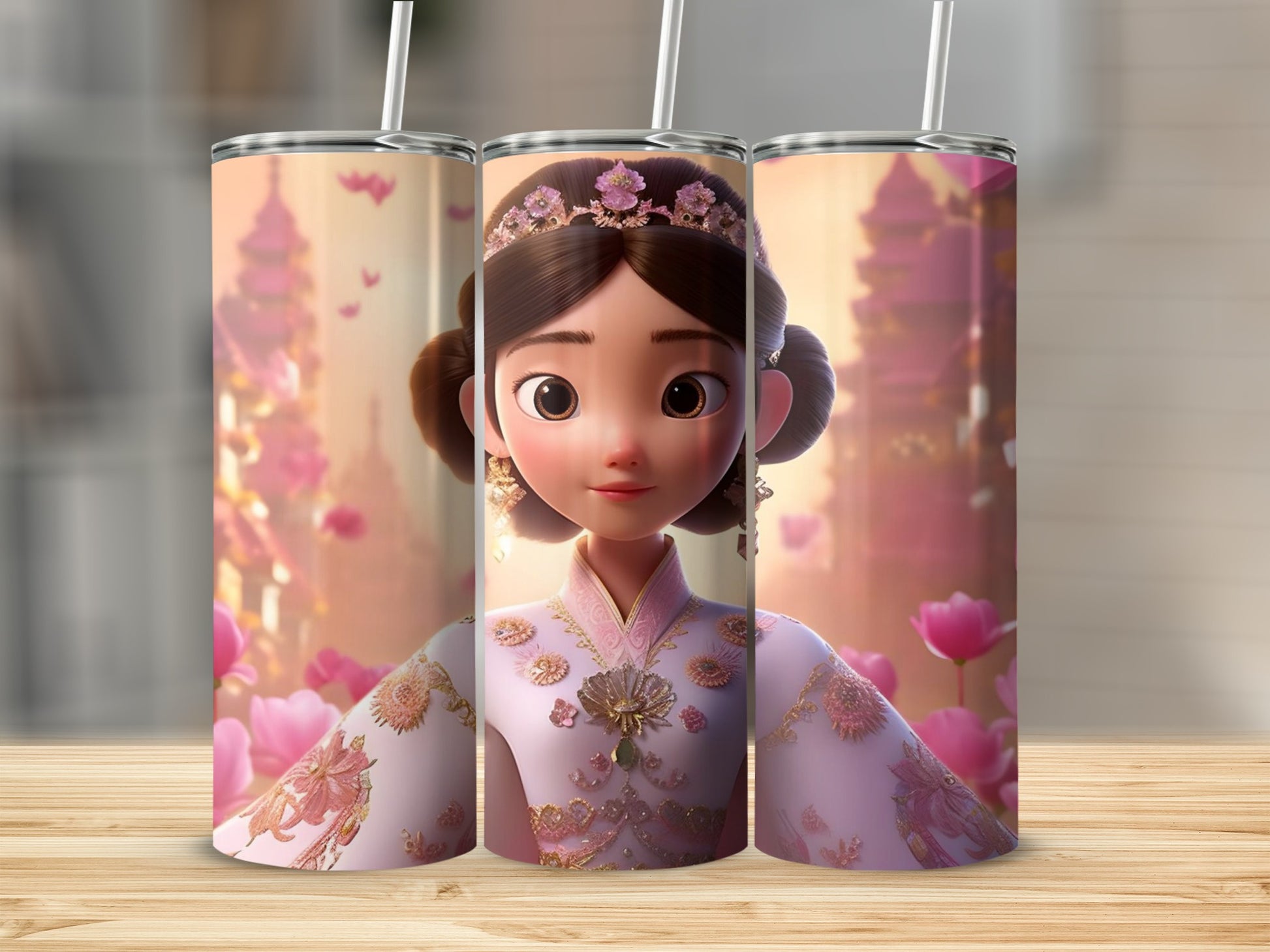 Animated Princess with Castle Design Tumbler