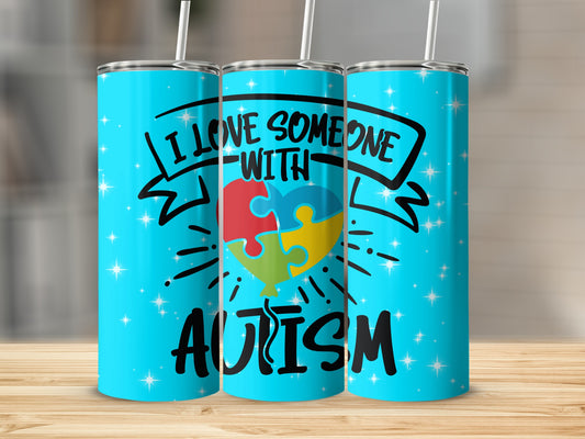 I Love Someone With Autism Tumbler Cup Flask