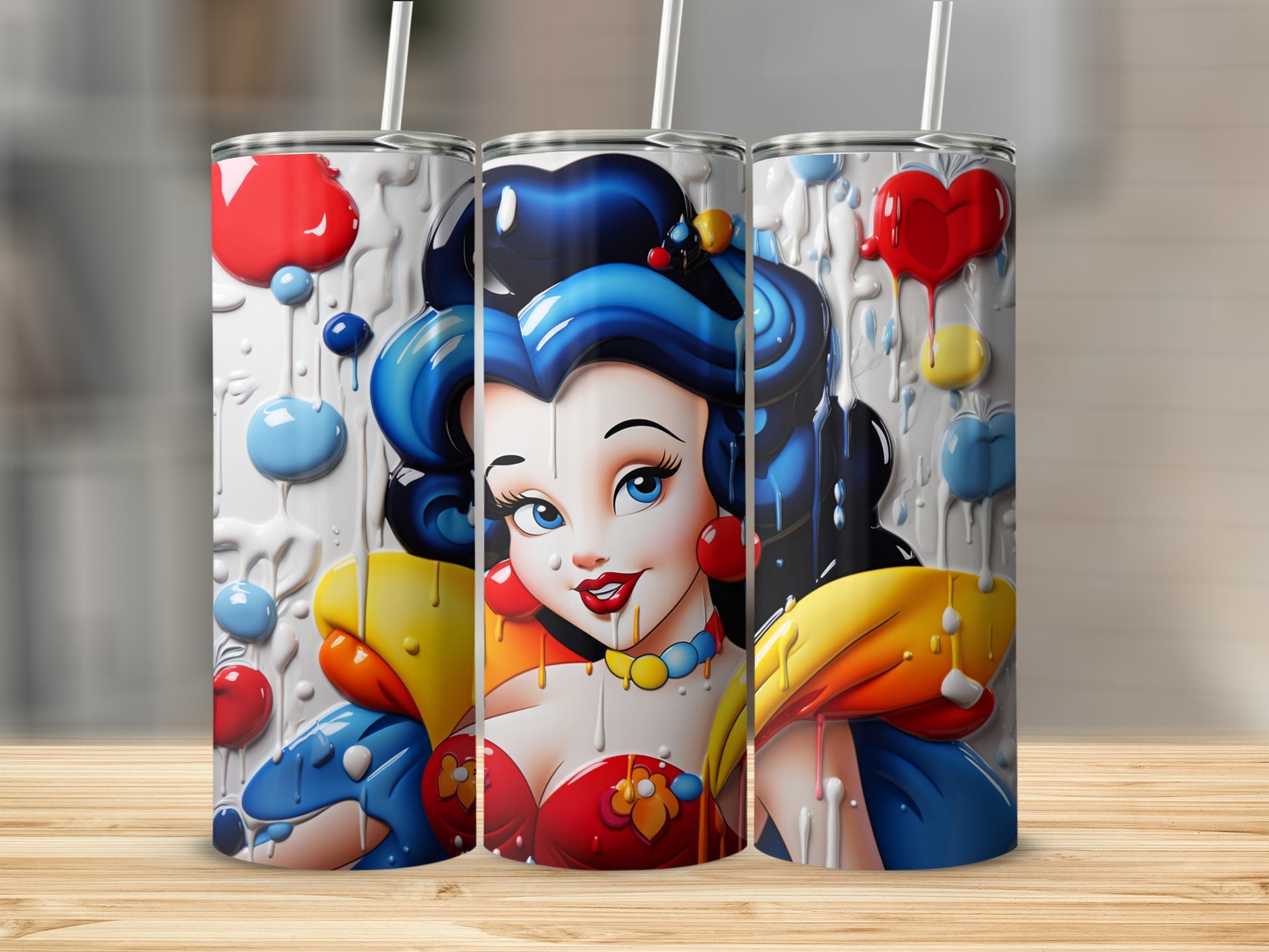 Vibrant Cartoon Character Design Tumbler with Straw Cup