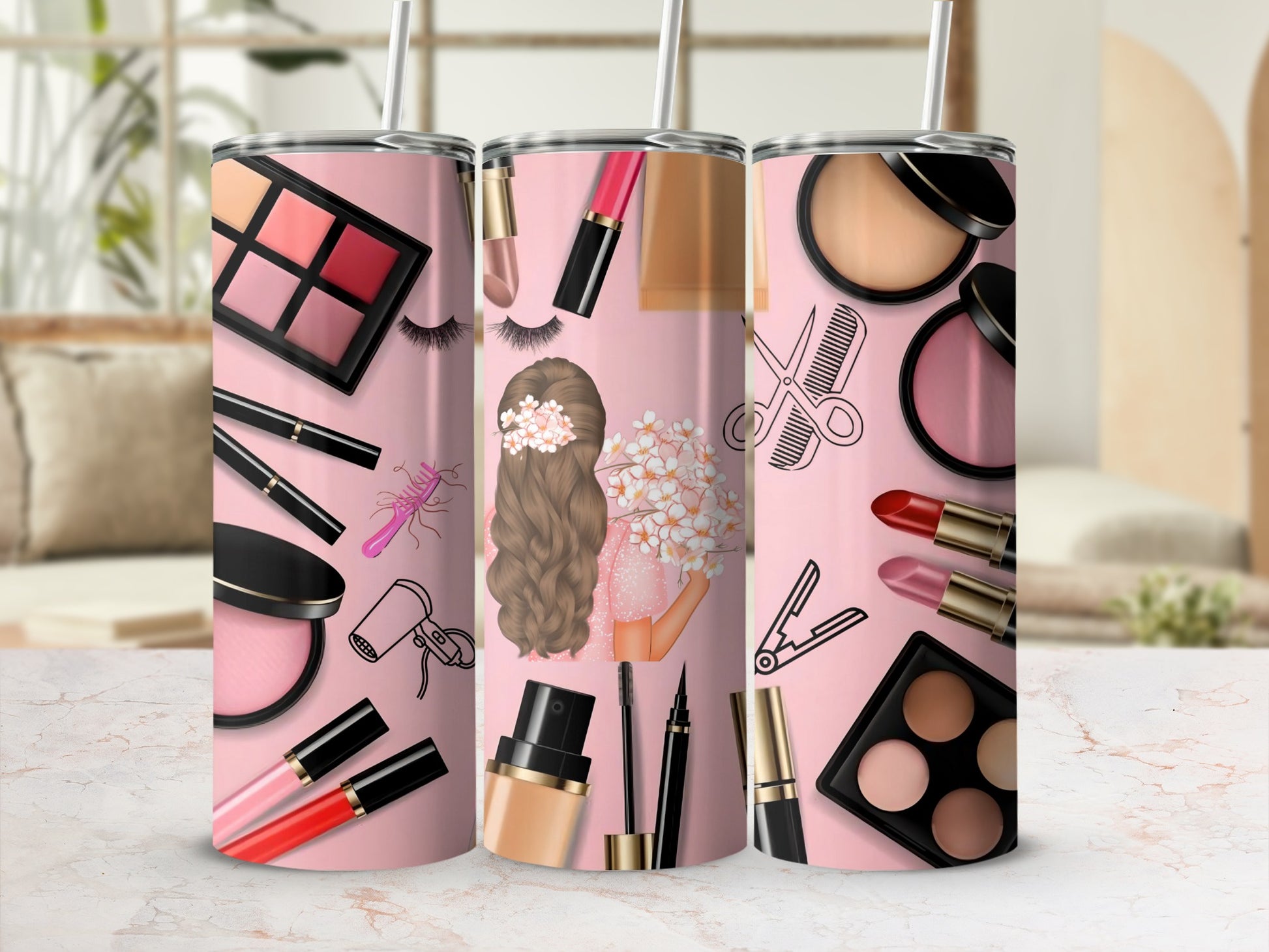 Personalized Makeup Themed Stainless Steel Tumbler