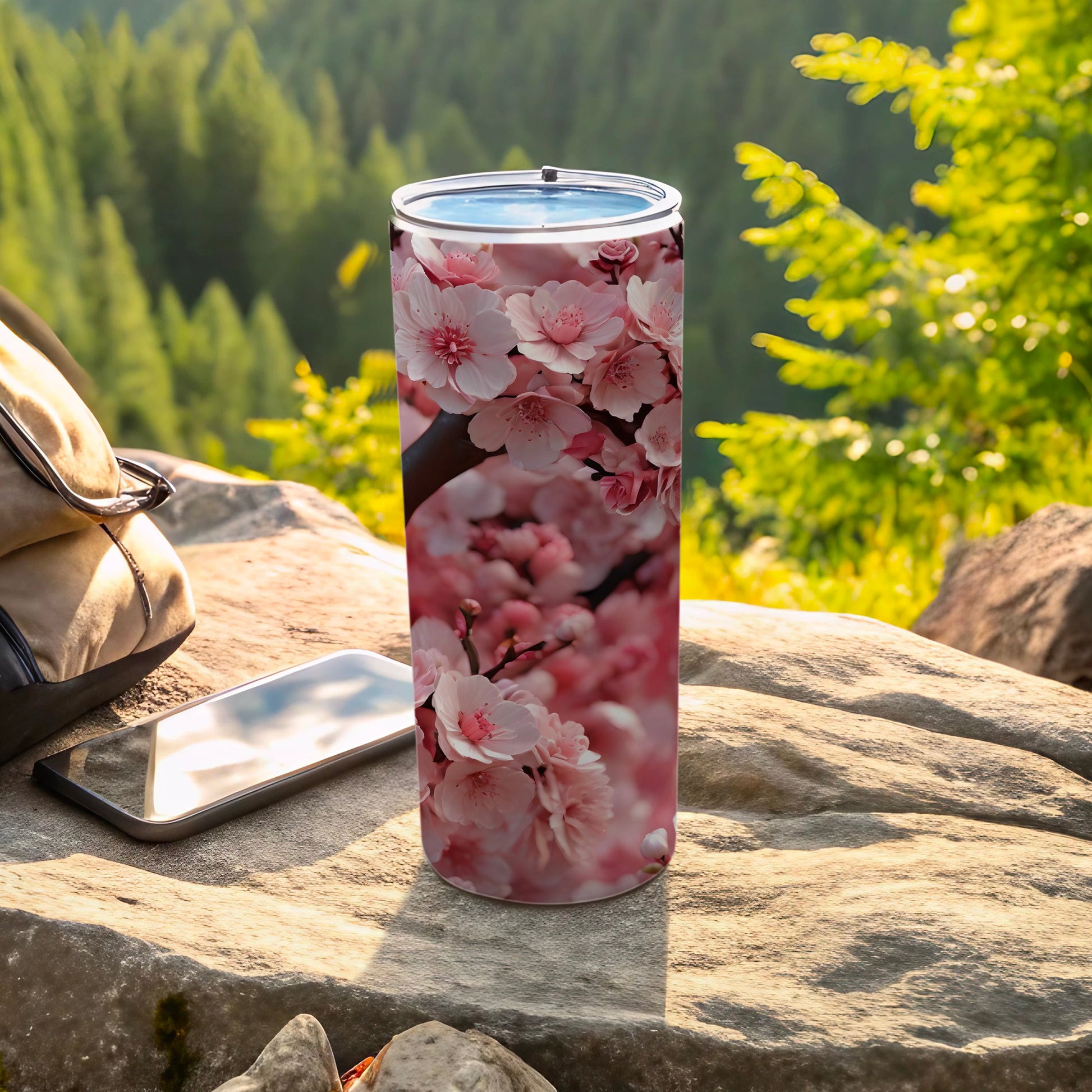 Pink Cherry Blossom Floral Design Tumbler product type