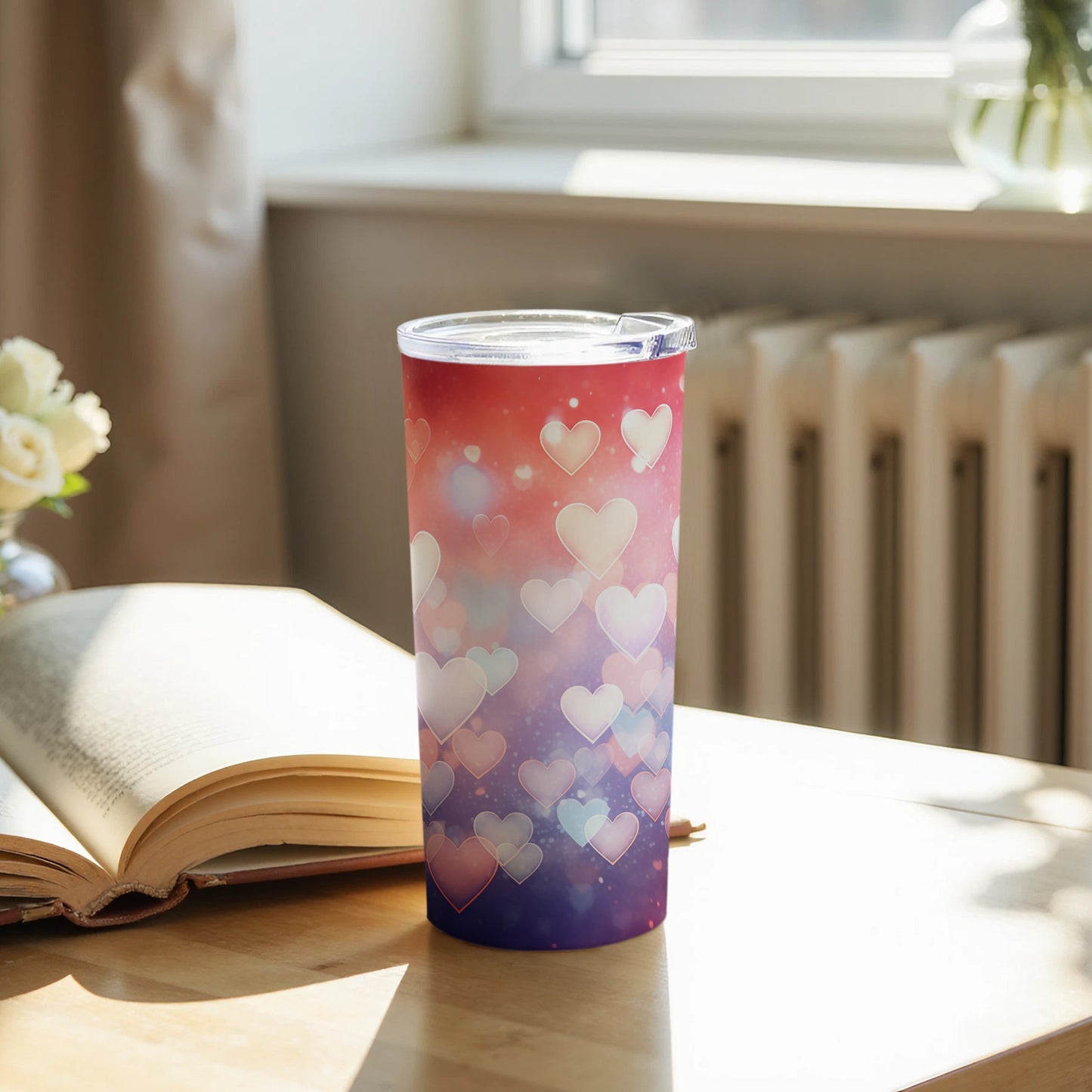 Gradient Heart Design Tumbler with Pastel Colors