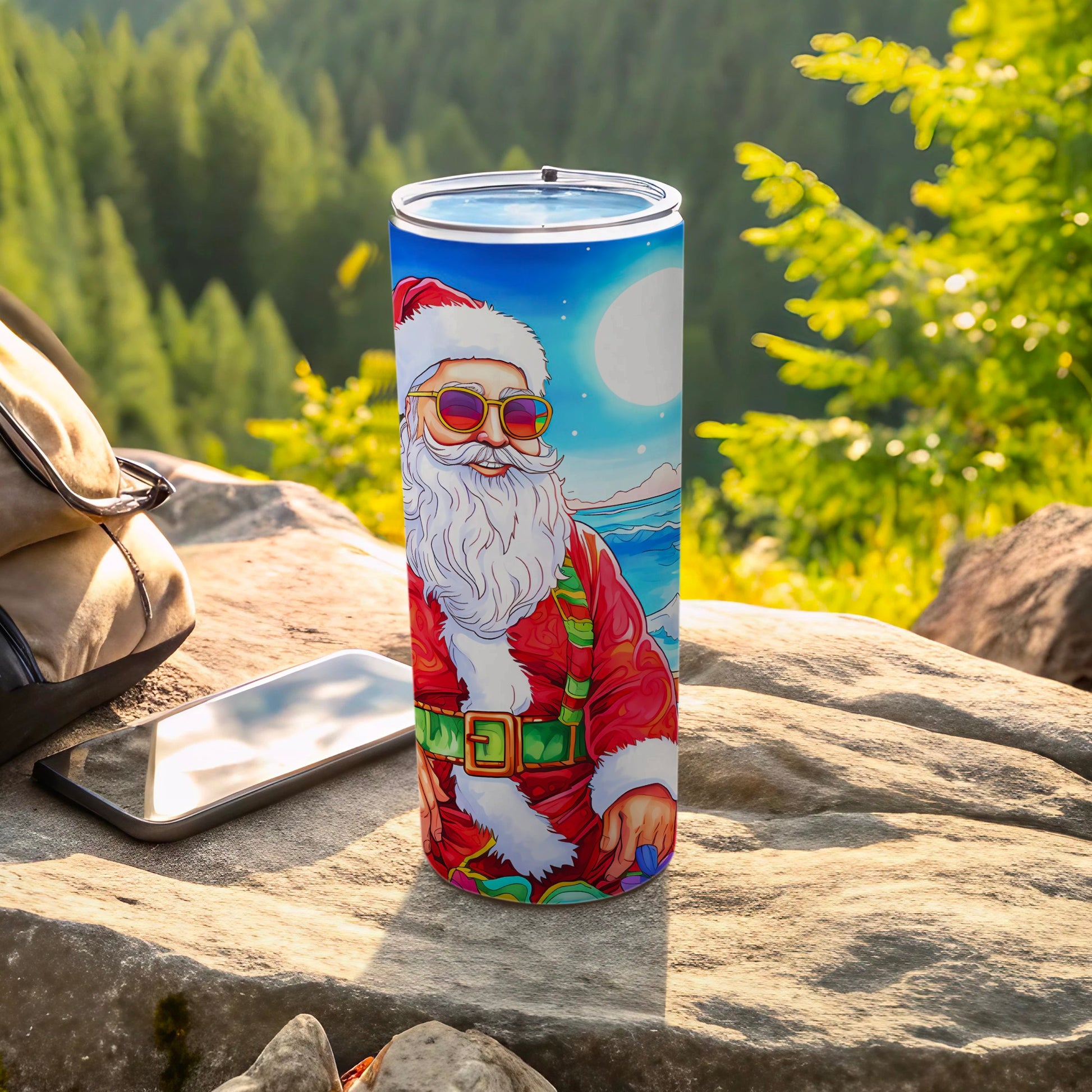 Santa Claus with Sunglasses Festive Travel Tumbler