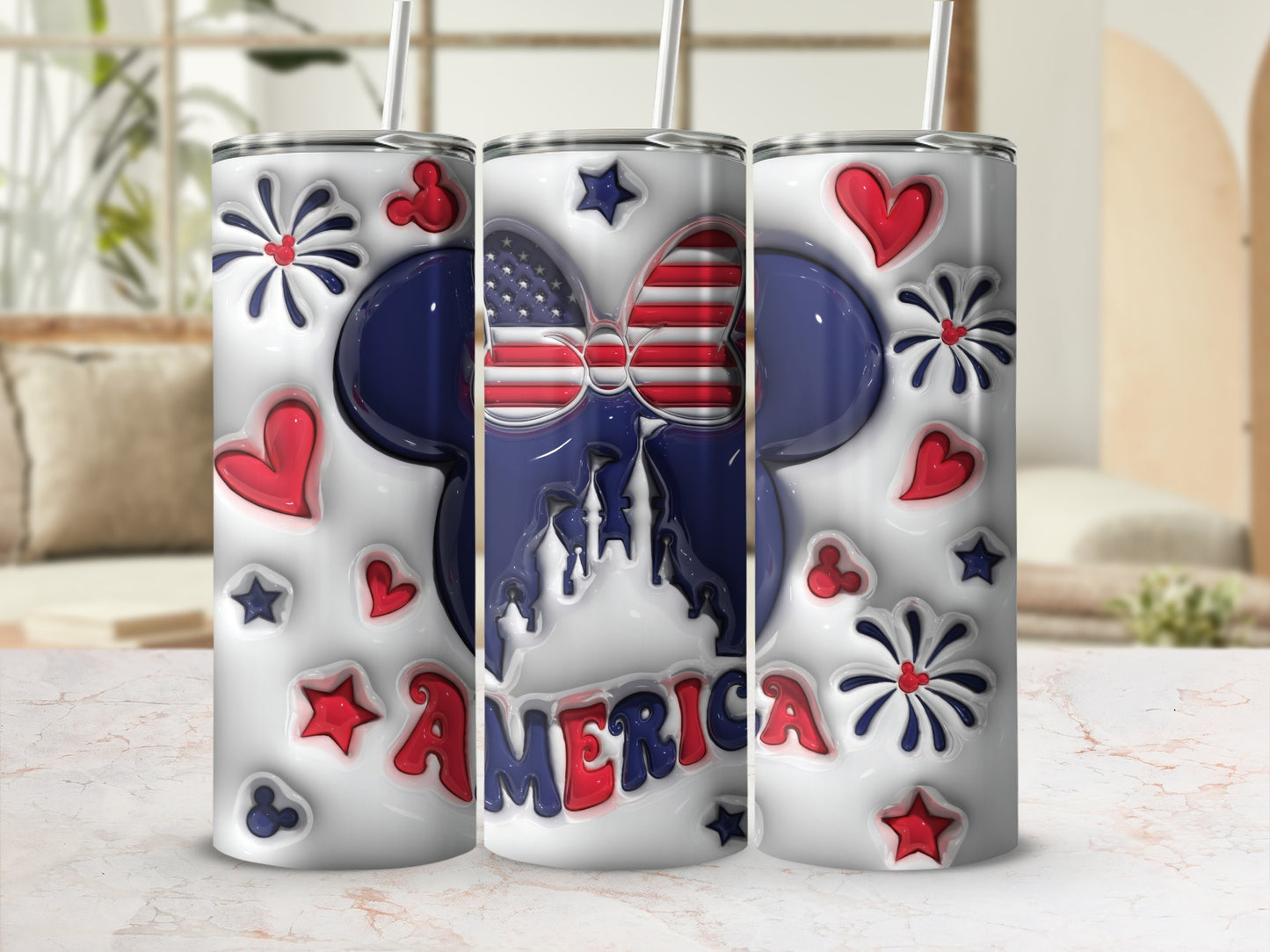 Minnie America Flag Castle Stars Hearts product type