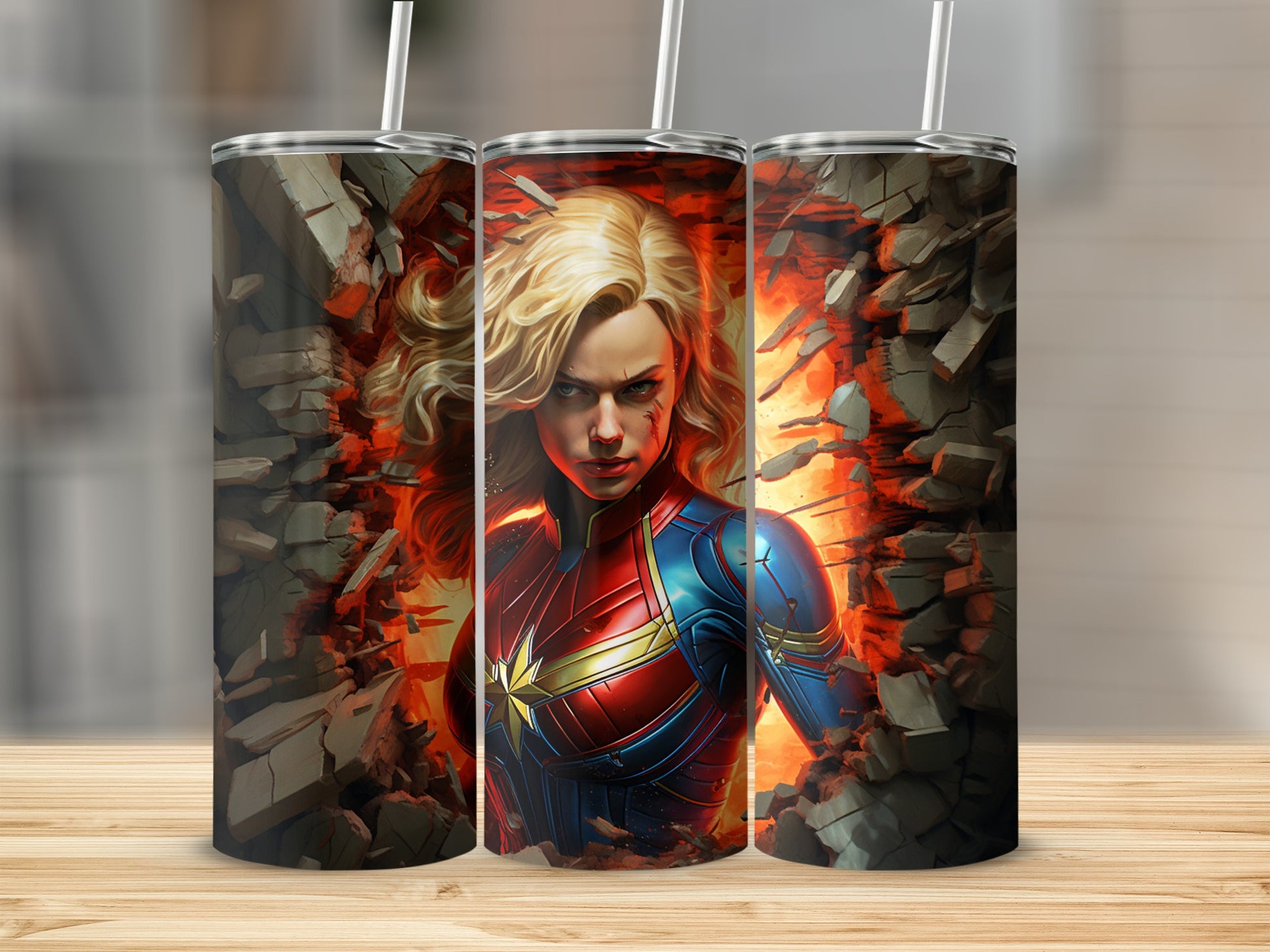 Superhero Breaking Through Wall Custom Tumbler Product