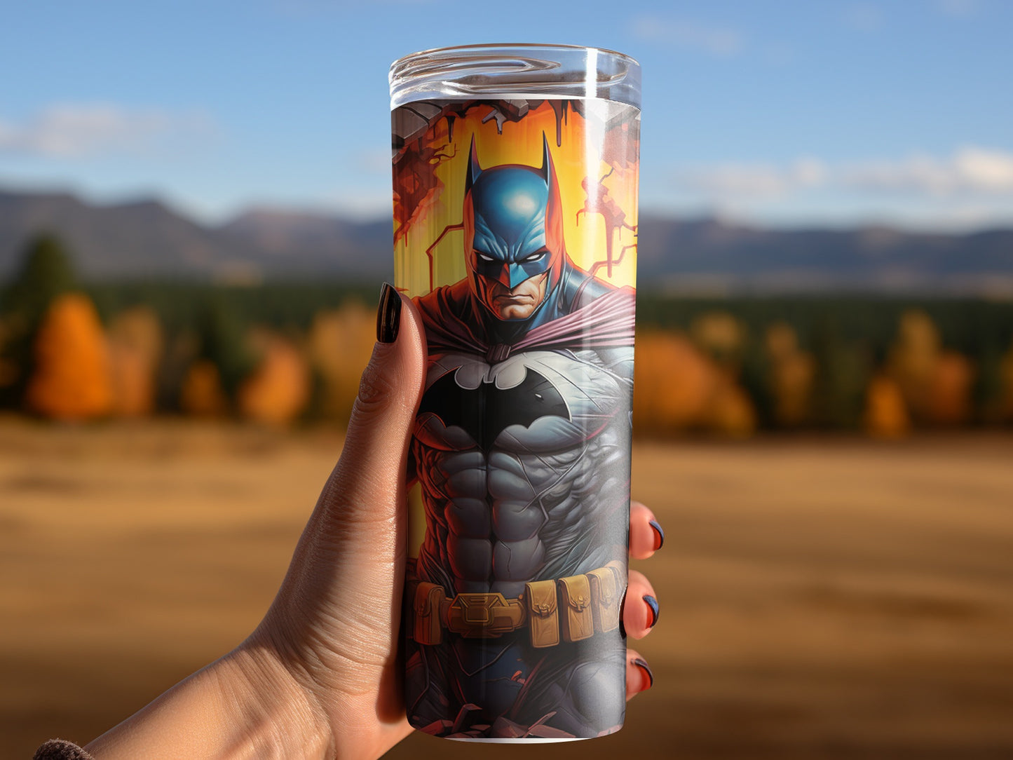 Batman Themed Tumbler Featuring Intense Superhero Design