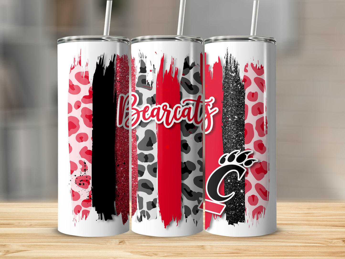 Bearcats Logo and Brush Strokes Tumblers