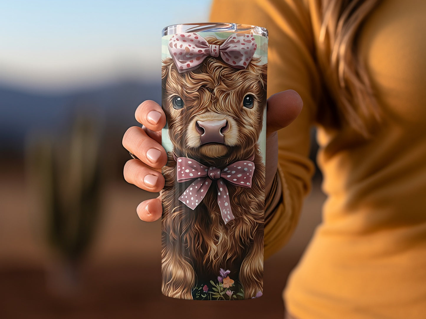 Adorable Cow with Bow Design Tumbler Product